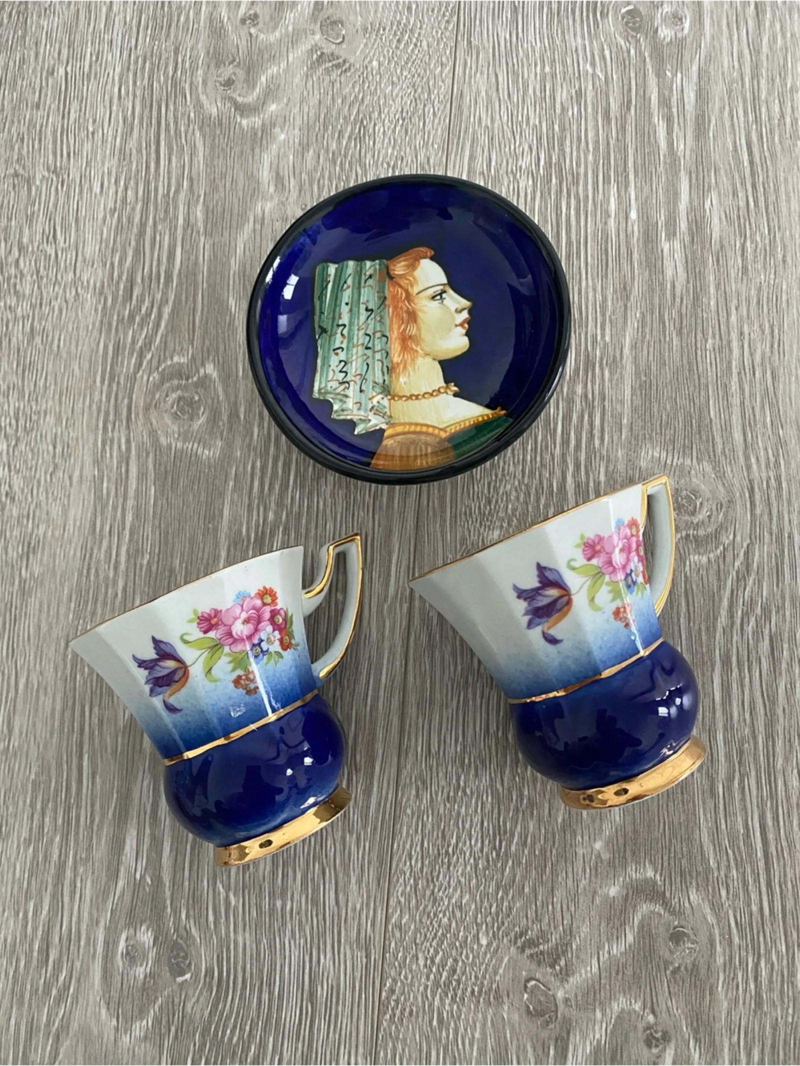 Blue tone ceramic / fine china bundle made in Czech Republic and Italy