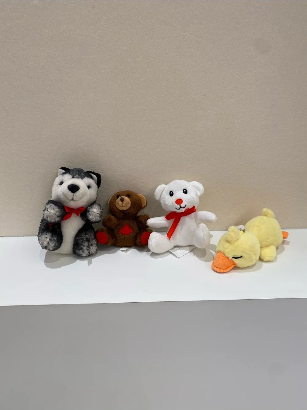 Tiny Plush Toy Set - Husky, Bear, White Bear, Yellow Duck - Soft Kids Toys