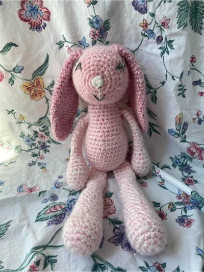 Soft Pink Crochet Bunny Plush - Handmade Amigurumi Stuffed Toy