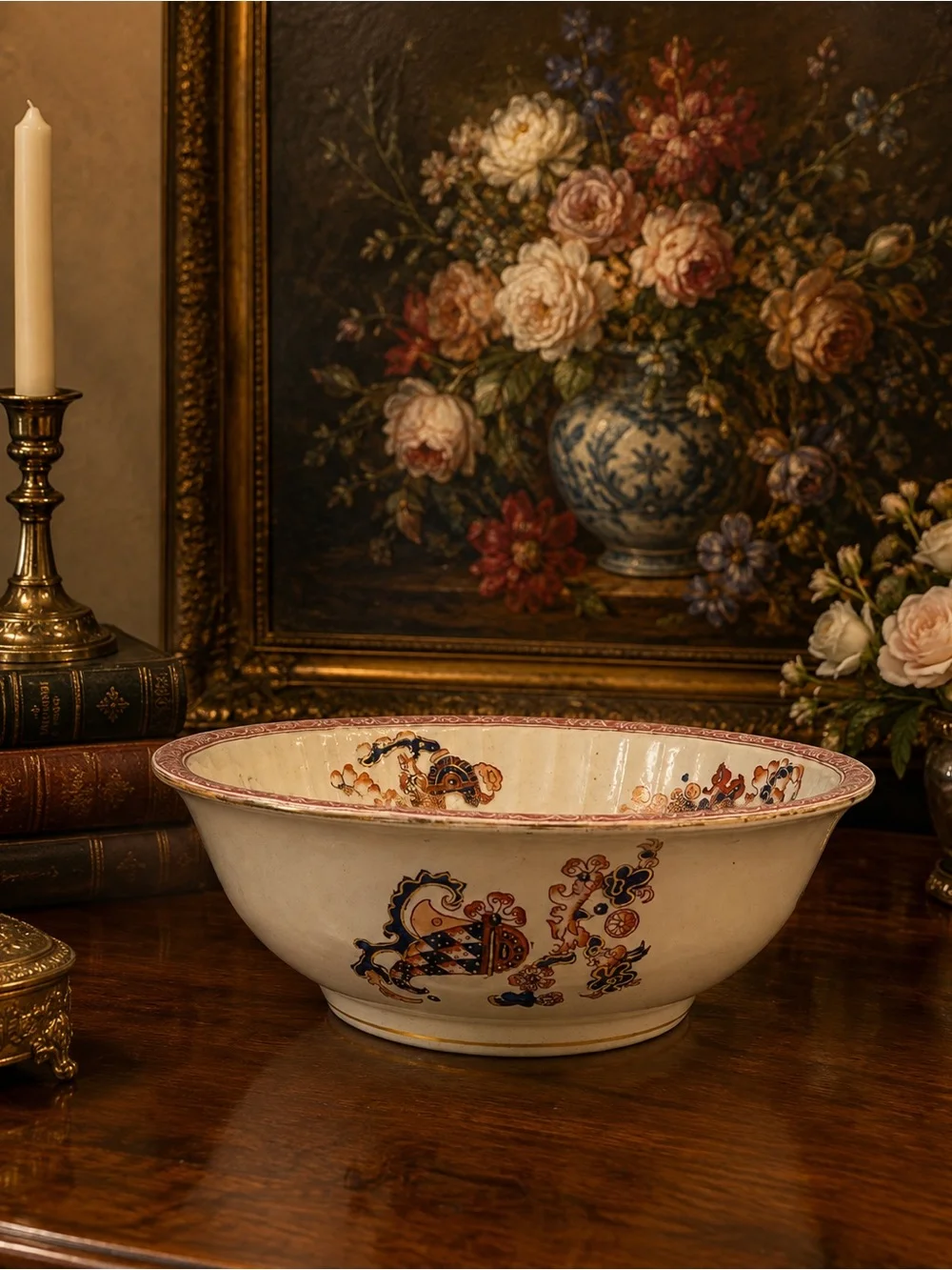 16” Antique Simon Fielding & Co. (Sf & Co.) Imari “Indian” Pattern Wash Basin