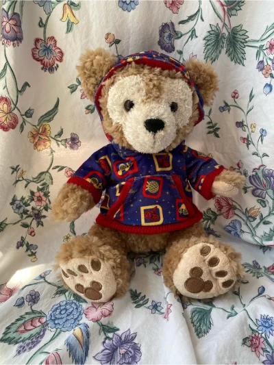 Disney Park - Duffy Teddy Bear In Blue & Red Hooded Sweatshirt