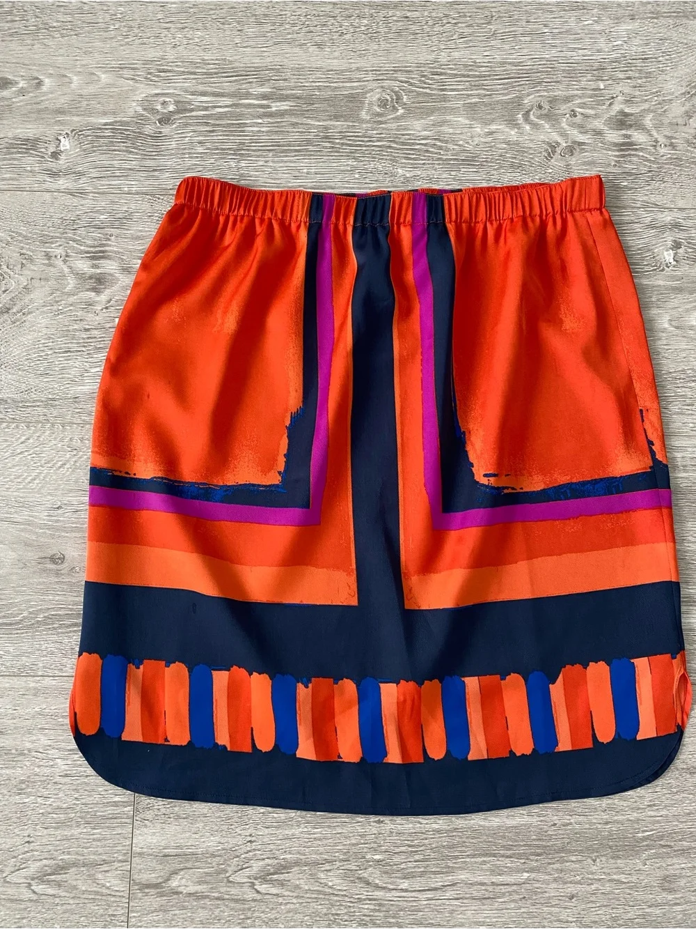 Brand New - Ann Taylor Orange & Navy Geometric Print Mini Skirt