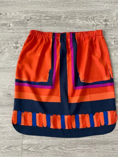 Brand New - Ann Taylor Orange & Navy Geometric Print Mini Skirt