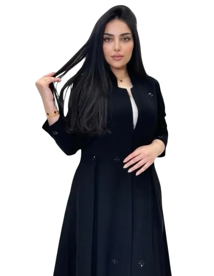 عباية تارا بليزر مبطنه بتدخيلات شك اسود فاحم - عبايات صيفية - 7