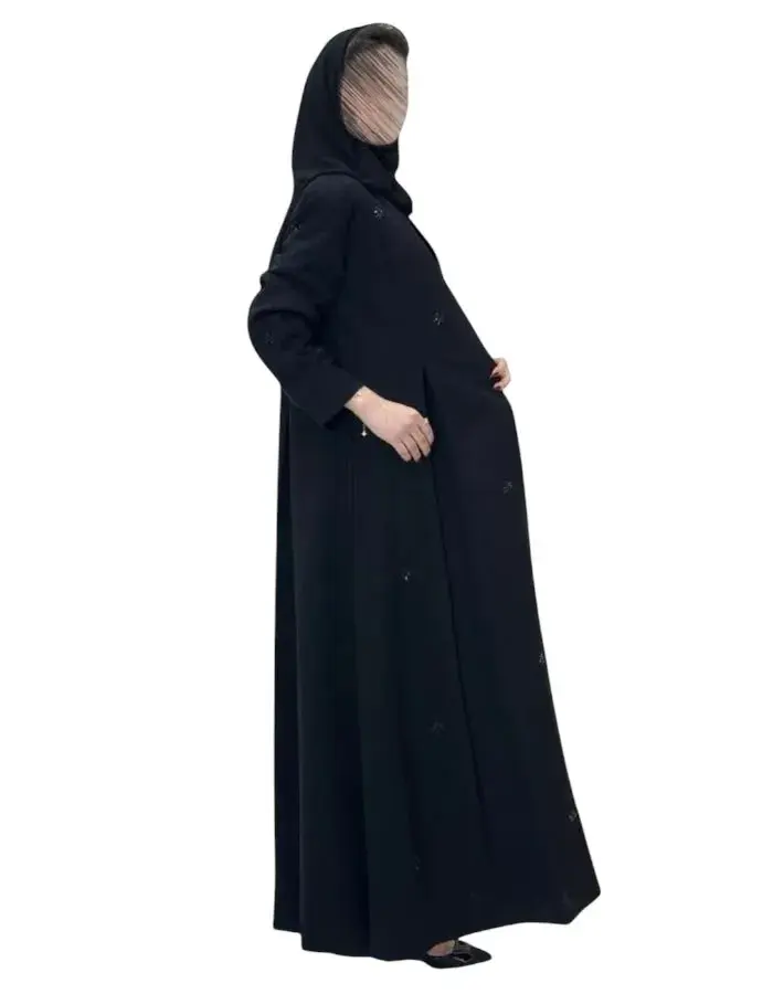 عباية تارا بليزر مبطنه بتدخيلات شك اسود فاحم - عبايات صيفية - 6