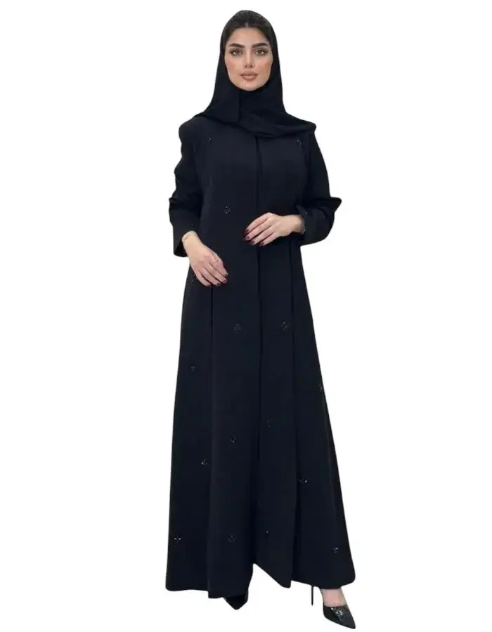 عباية تارا بليزر مبطنه بتدخيلات شك اسود فاحم