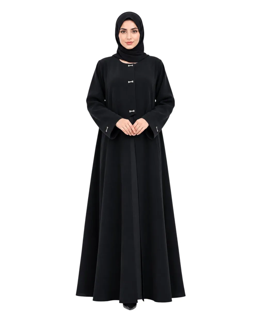 عباية شجون بليزر قماش سيراميك أزرار فيونكه ربطه فراشه