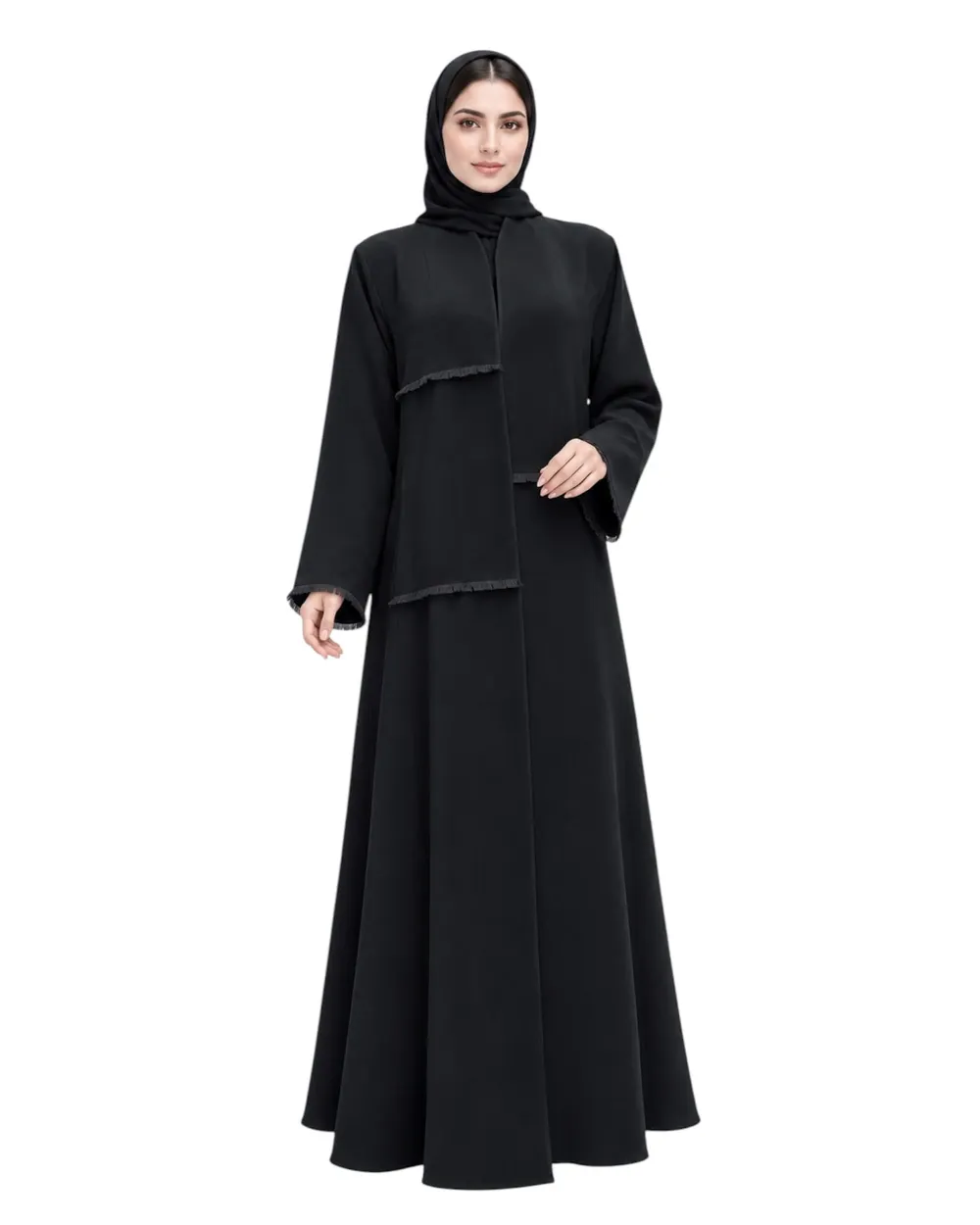 عباية لامار بليزر قماش سيراميك شراشيب ناعمه من الأمام والأكمام