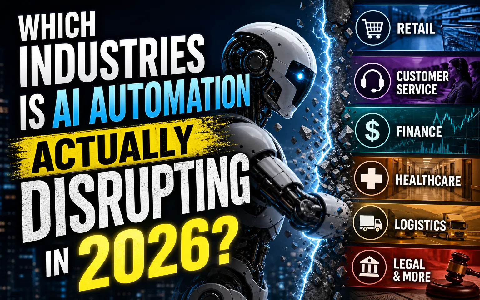 Abstract illustration of AI automation connecting business workflows and processes across industries.
