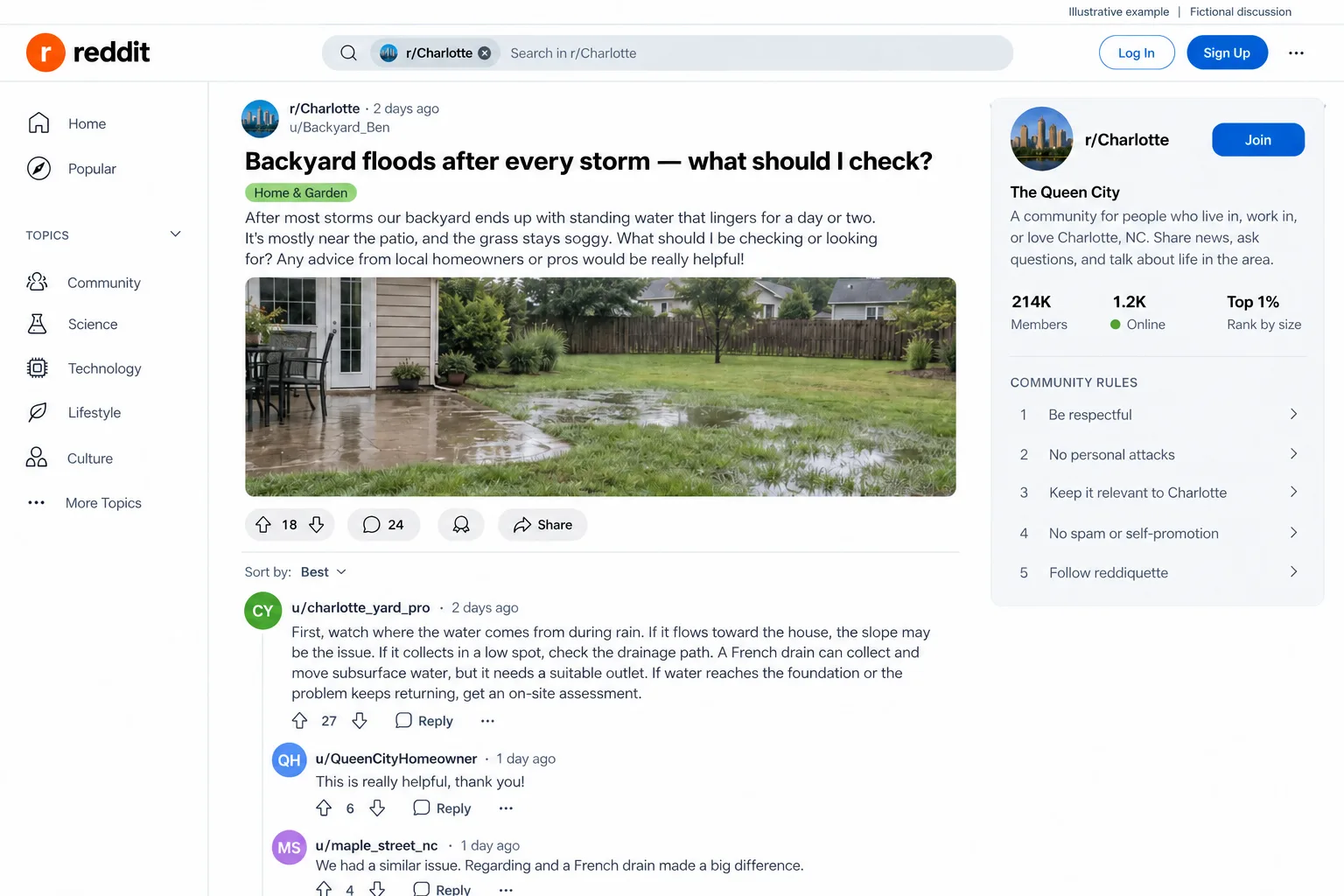 Illustrative example: screenshot of a helpful, non-promotional reply in a local subreddit