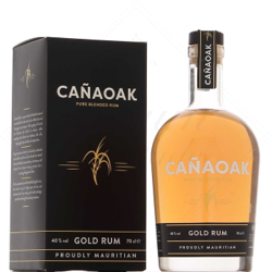 Image of the front of the bottle of the rum Cañaoak Pure Blended Gold Rum