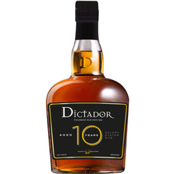 Image of the front of the bottle of the rum Dictador 10 Years