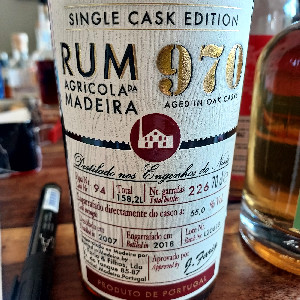 Photo of the rum 970 Single Cask Edition taken from user Rowald Sweet Empire