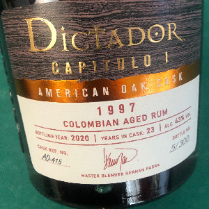 Photo of the rum Dictador Capitulo I American Oak Cask taken from user BTHHo 🥃