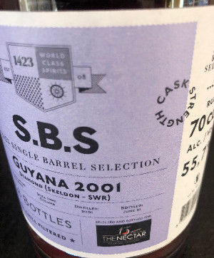 Photo of the rum S.B.S Selected and bottled for The Nectar SWR taken from user cigares 