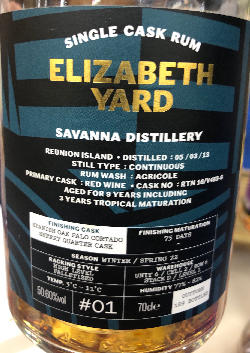 Photo of the rum Elizabeth Yard Single Cask Rum taken from user cigares 