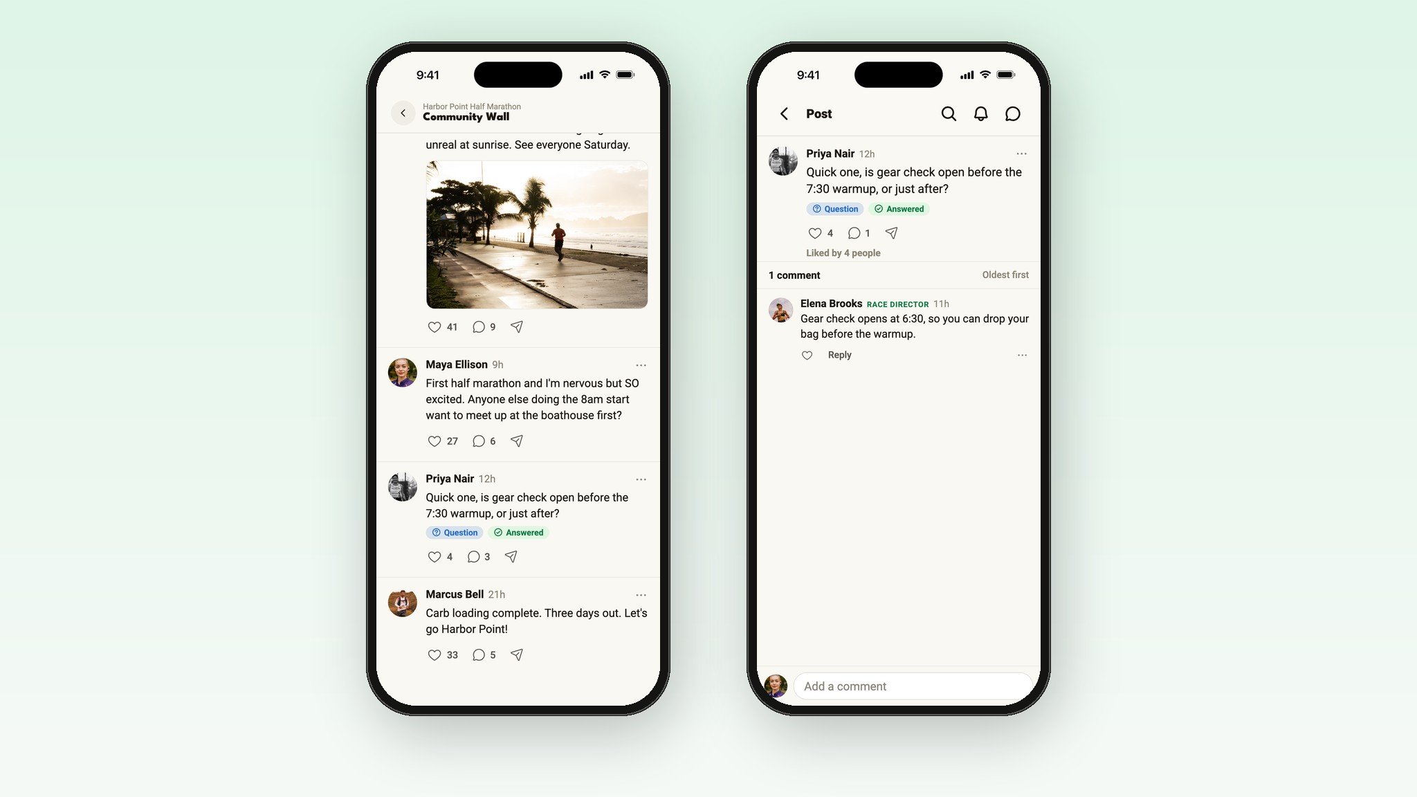 A race's Community Wall in the Run This app