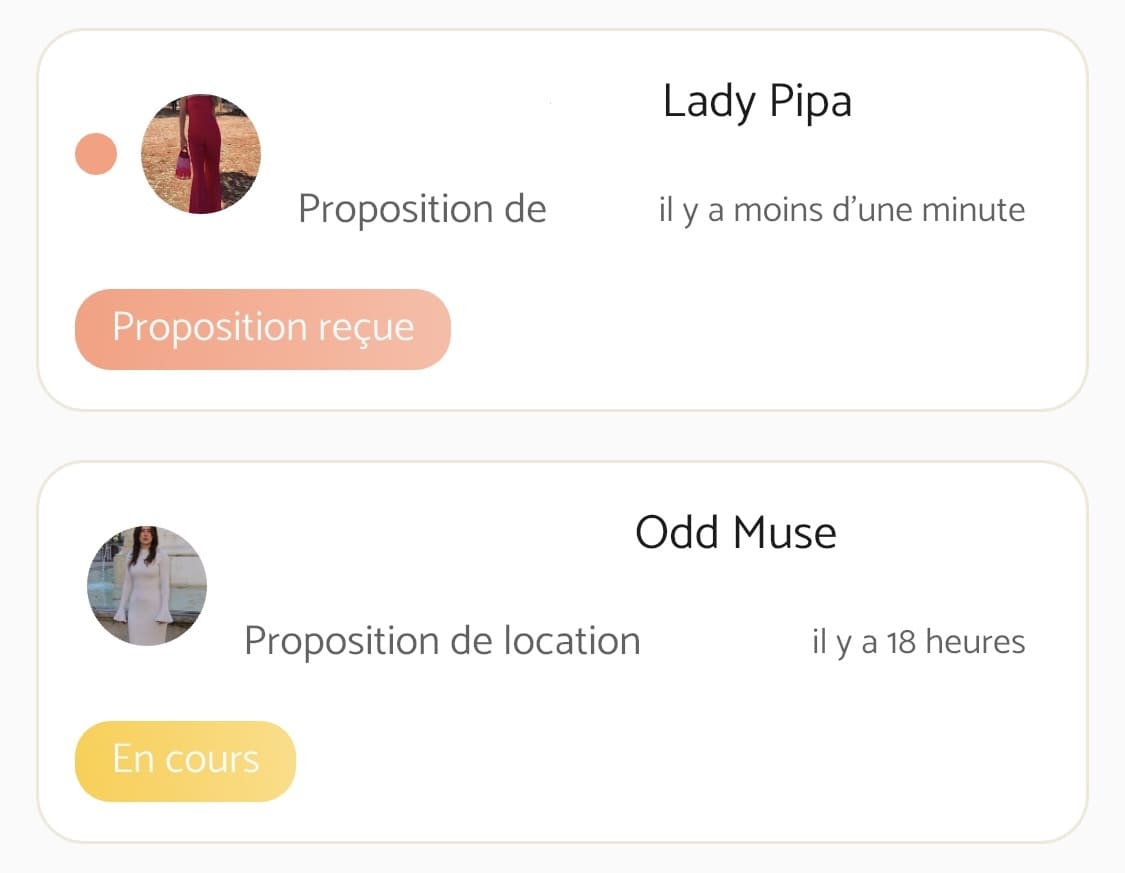Suivi des location de vêtements