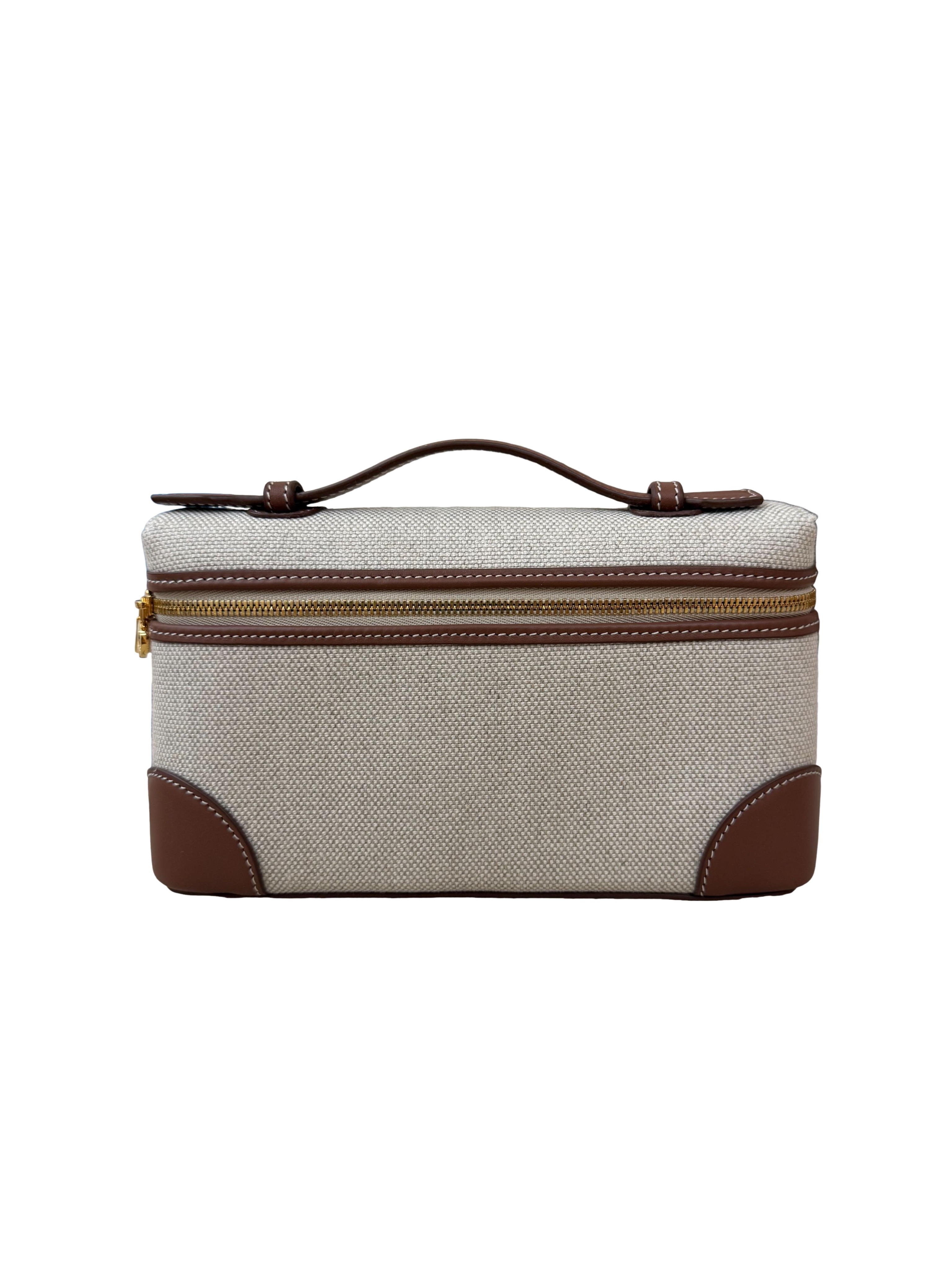 Loro Piana Extra Pocket Canvas & Leather Top-Handle Bag