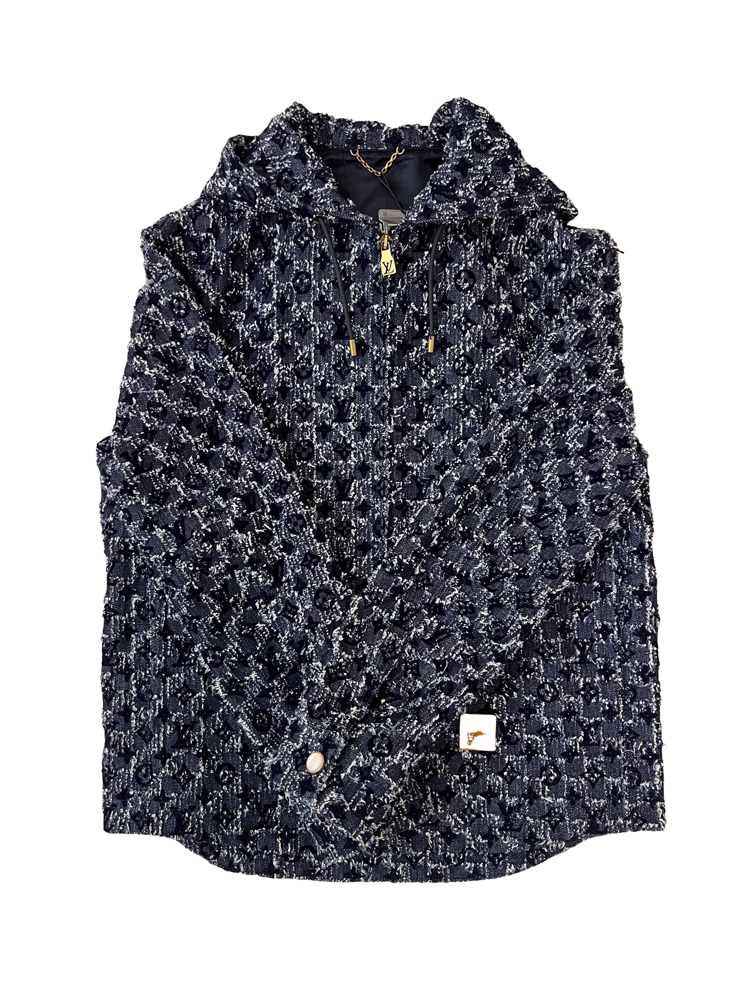 Louis Vuitton Flocked Monogram Denim Hoodie