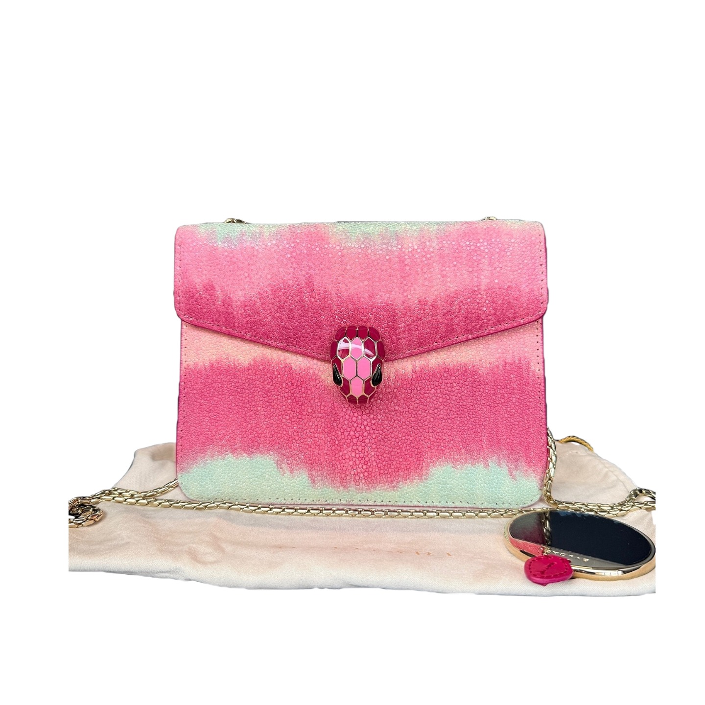 Bvlgari Pink Stingray Calfskin Leather Serpenti Forever Crossbody Bag