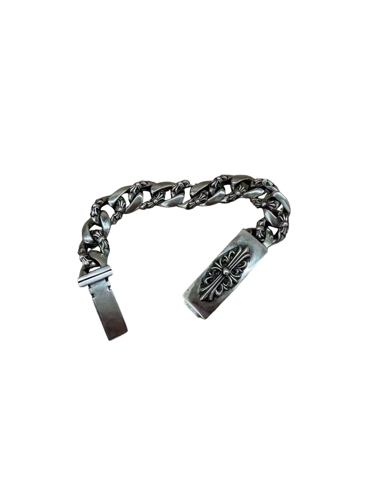 Chrome Hearts Floral Cross ID Fancy Link Bracelet