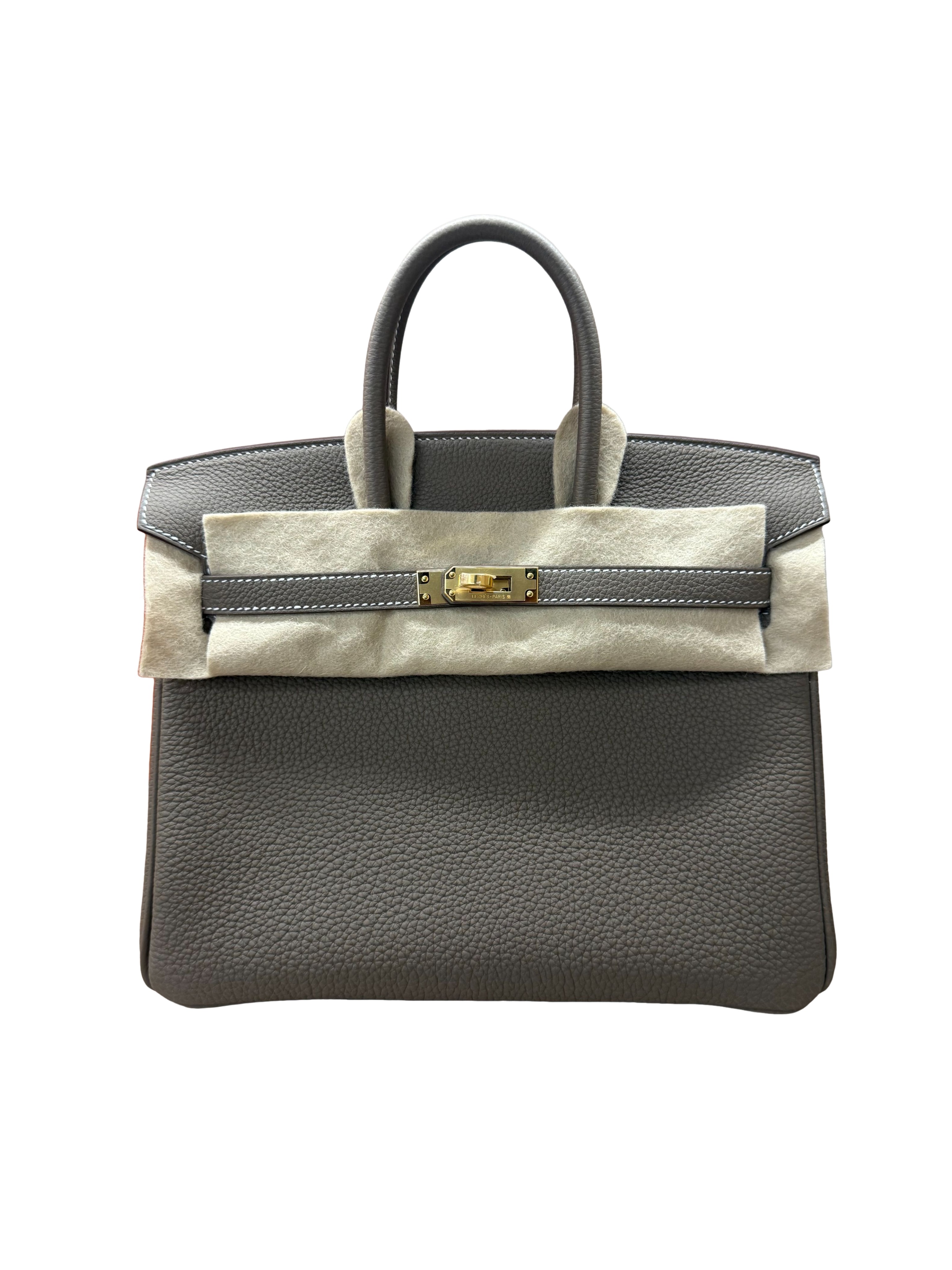 Hermès Birkin 25 Etoupe Togo Leather Handbag Gold Hardware Stamp K 2026 Year