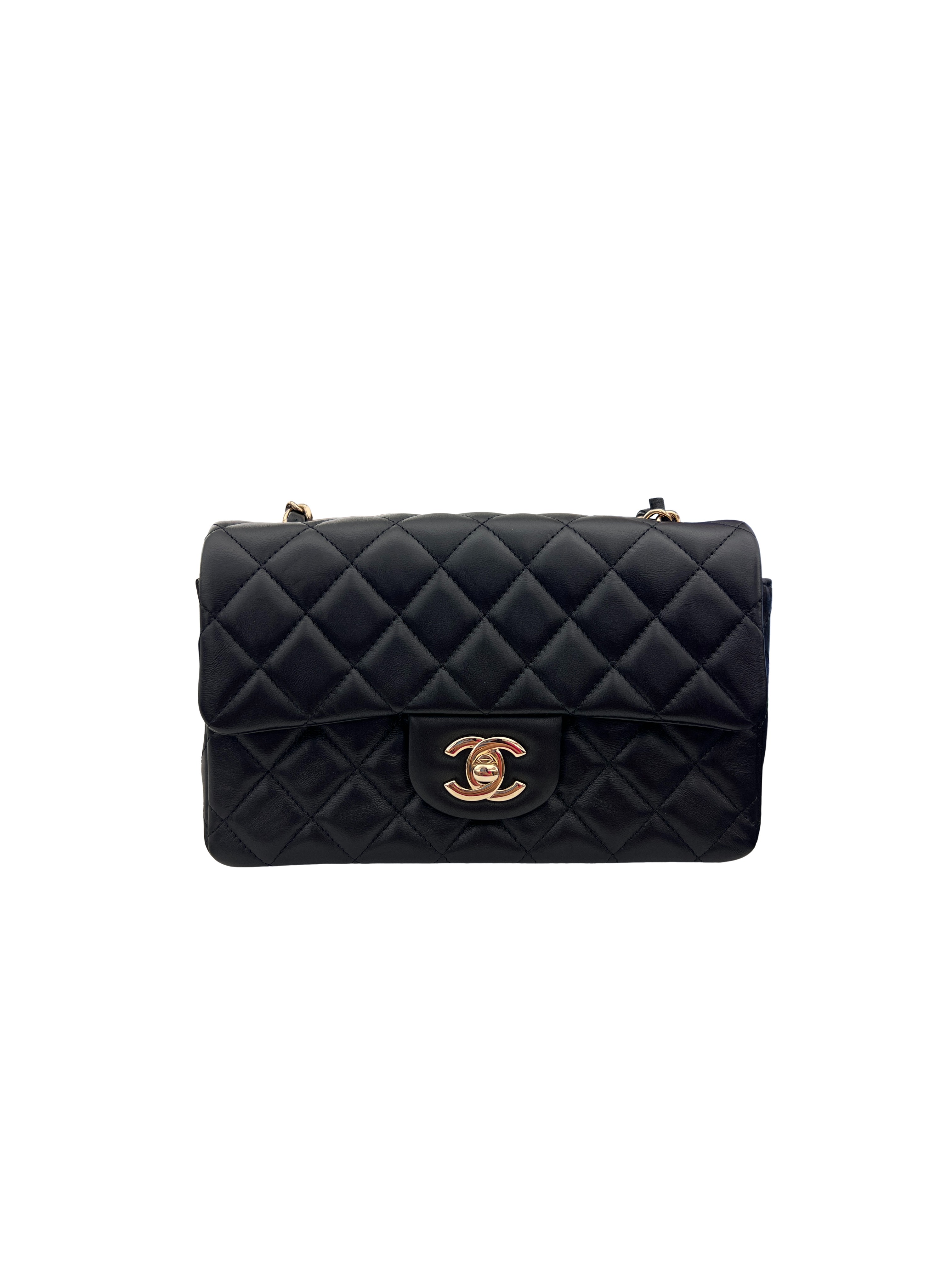 Chanel Lambskin Quilted Rectangular Flap Black