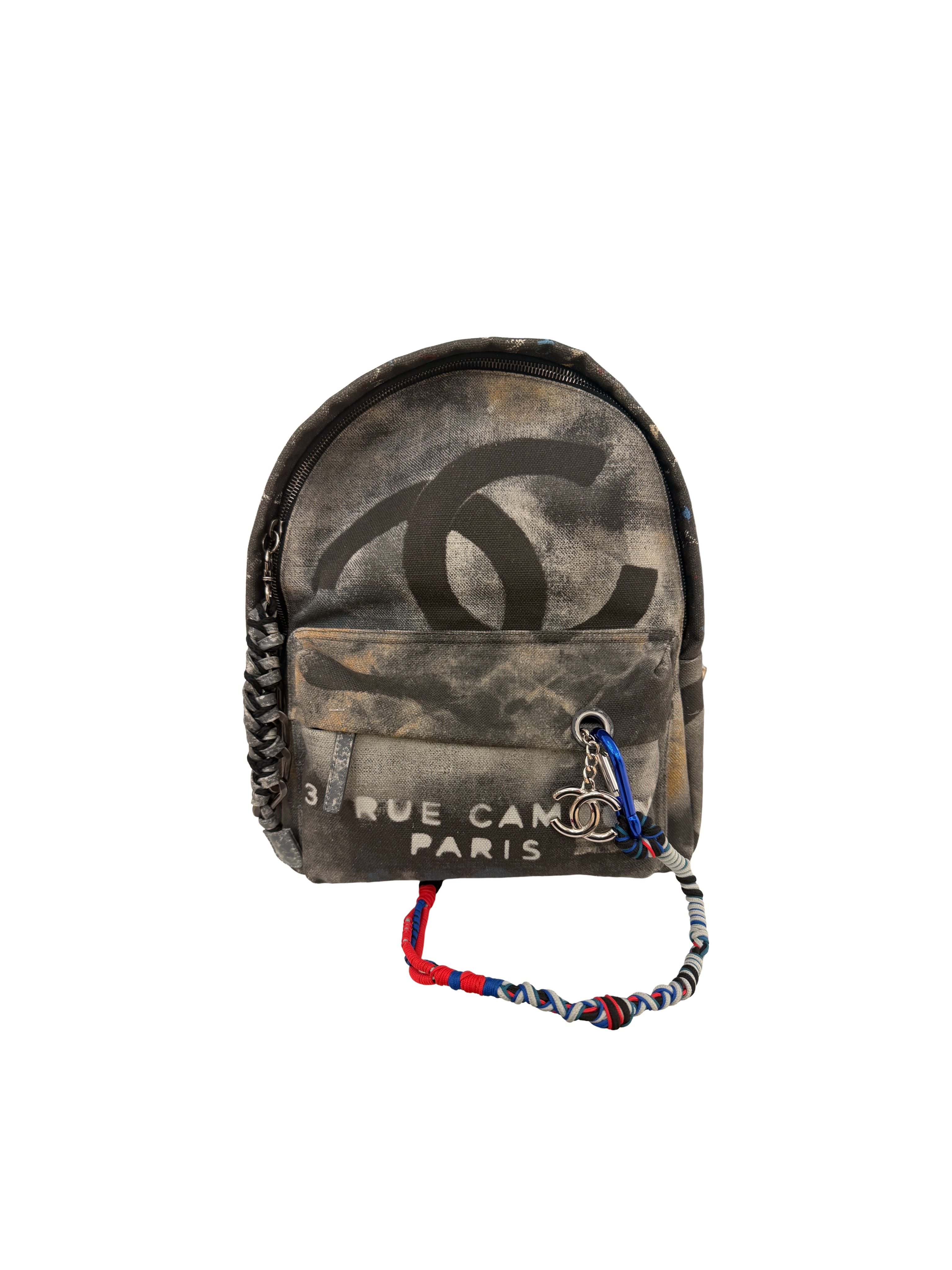 Chanel Graffiti Printed Canvas Backpack Black
