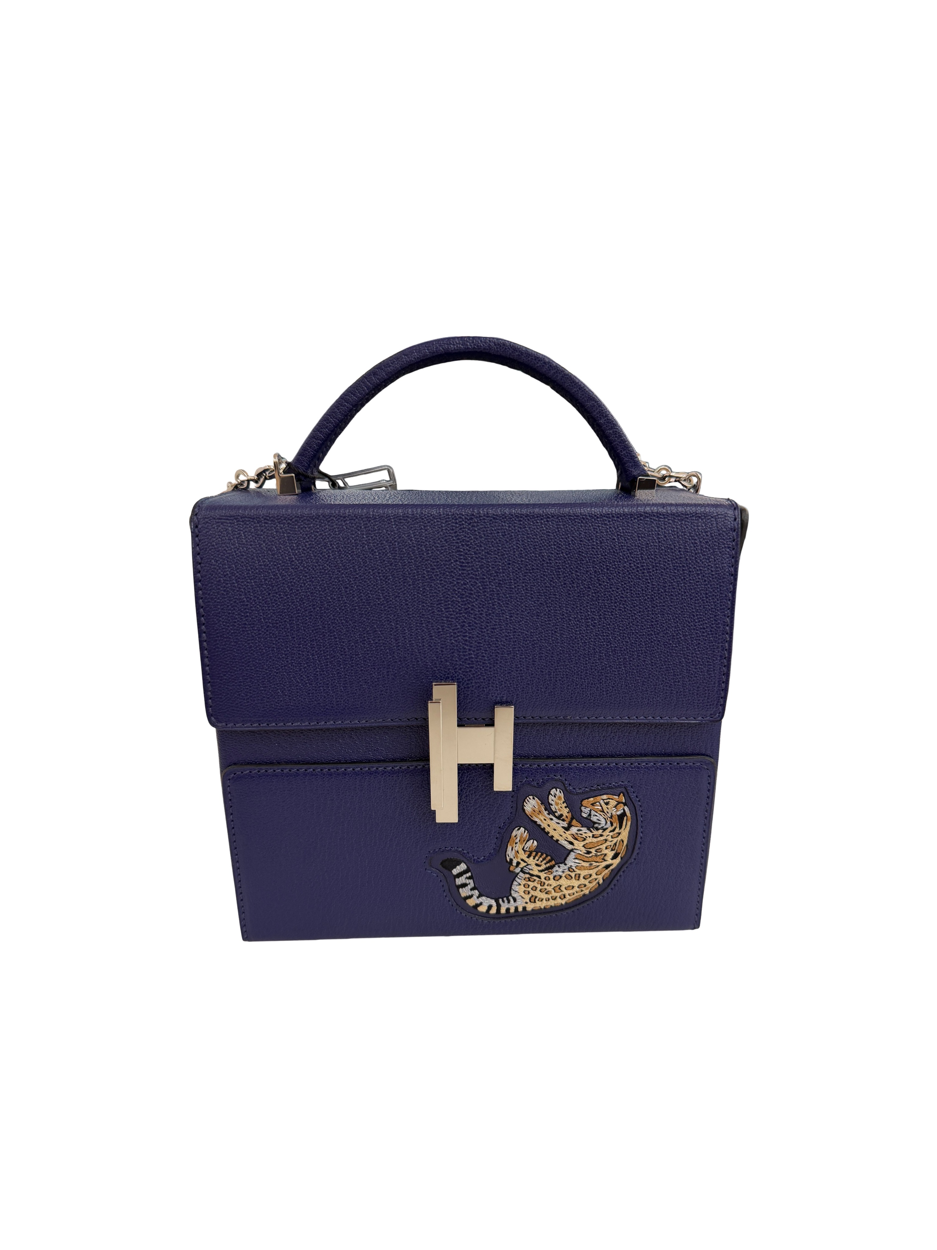 Hermès Limited Edition Cinhetic Shoulder Bag Blue Chèvre Leather