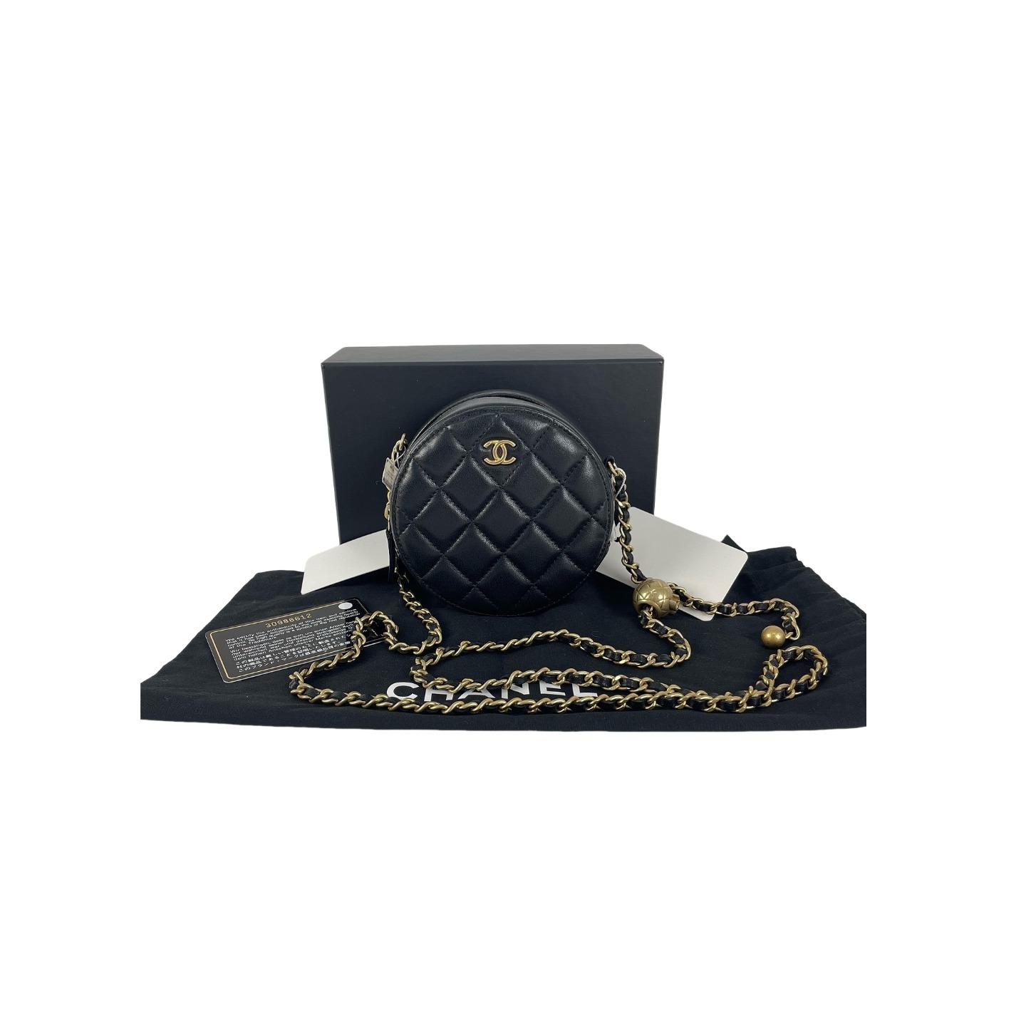 Chanel Pearl Crush Round Clutch with Chain