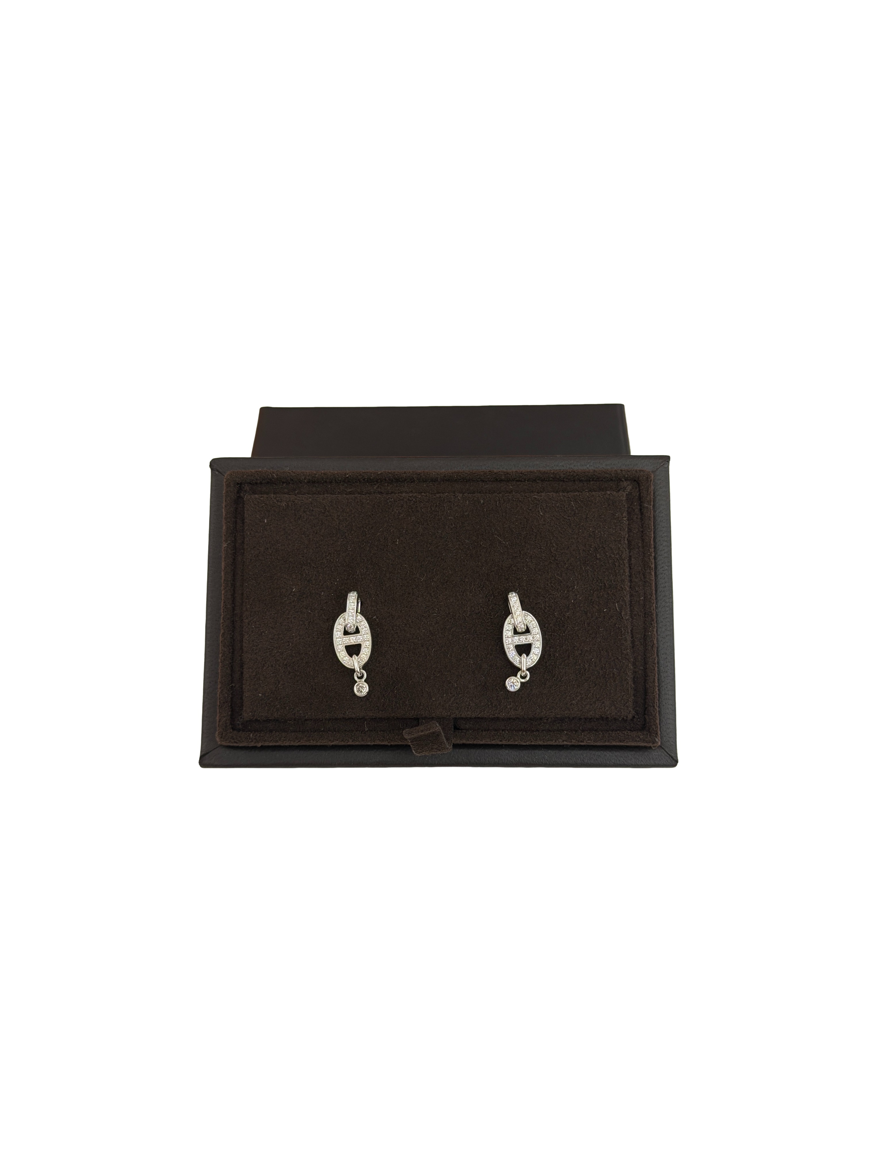 Hermès 18K White Gold Chaine d'Ancre Enchainee Earrings MSRP $9850