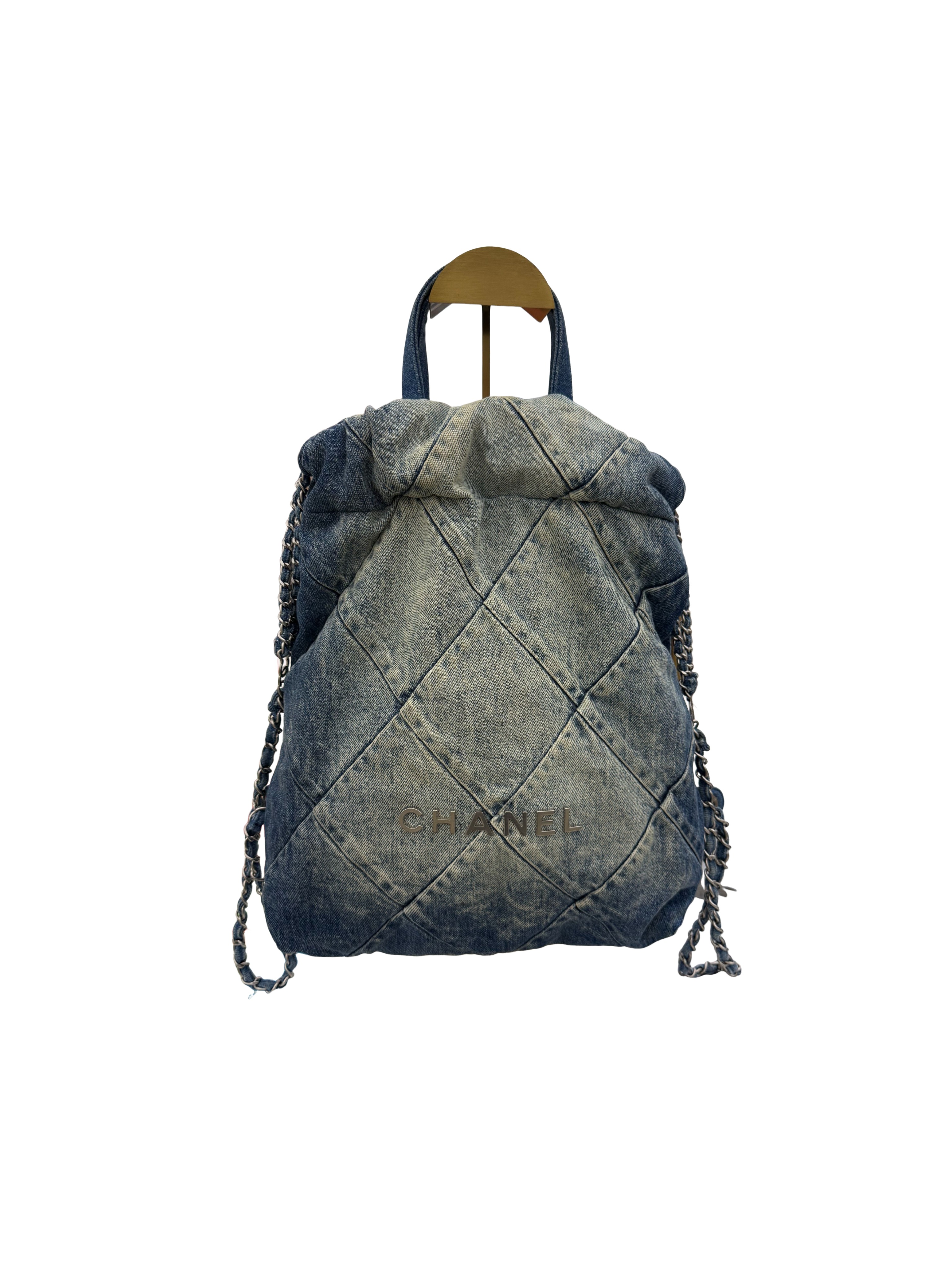 Chanel Denim Quilted Chanel 22 Backpack