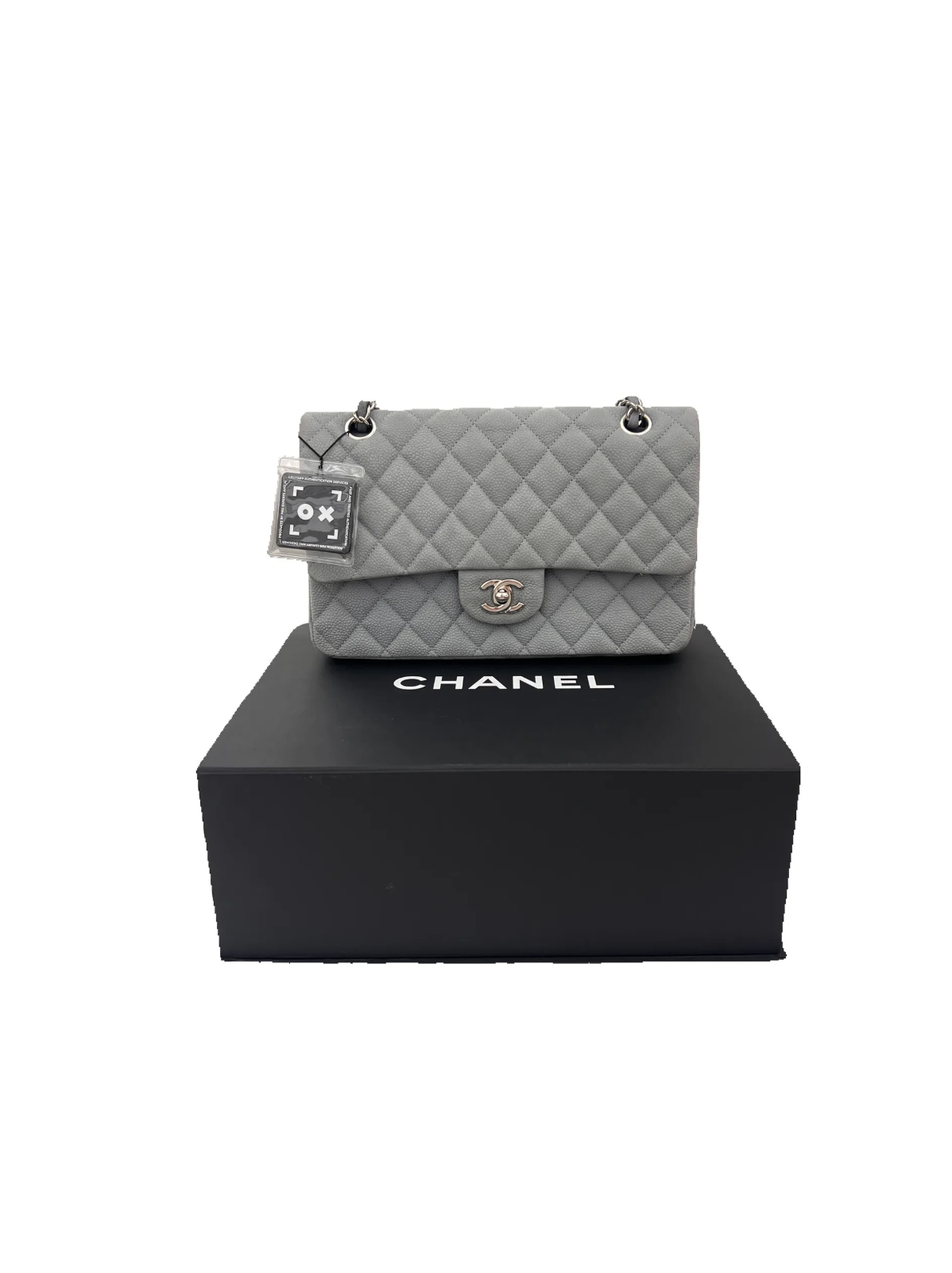 Chanel Caviar Quilted Medium Double Flap Grey