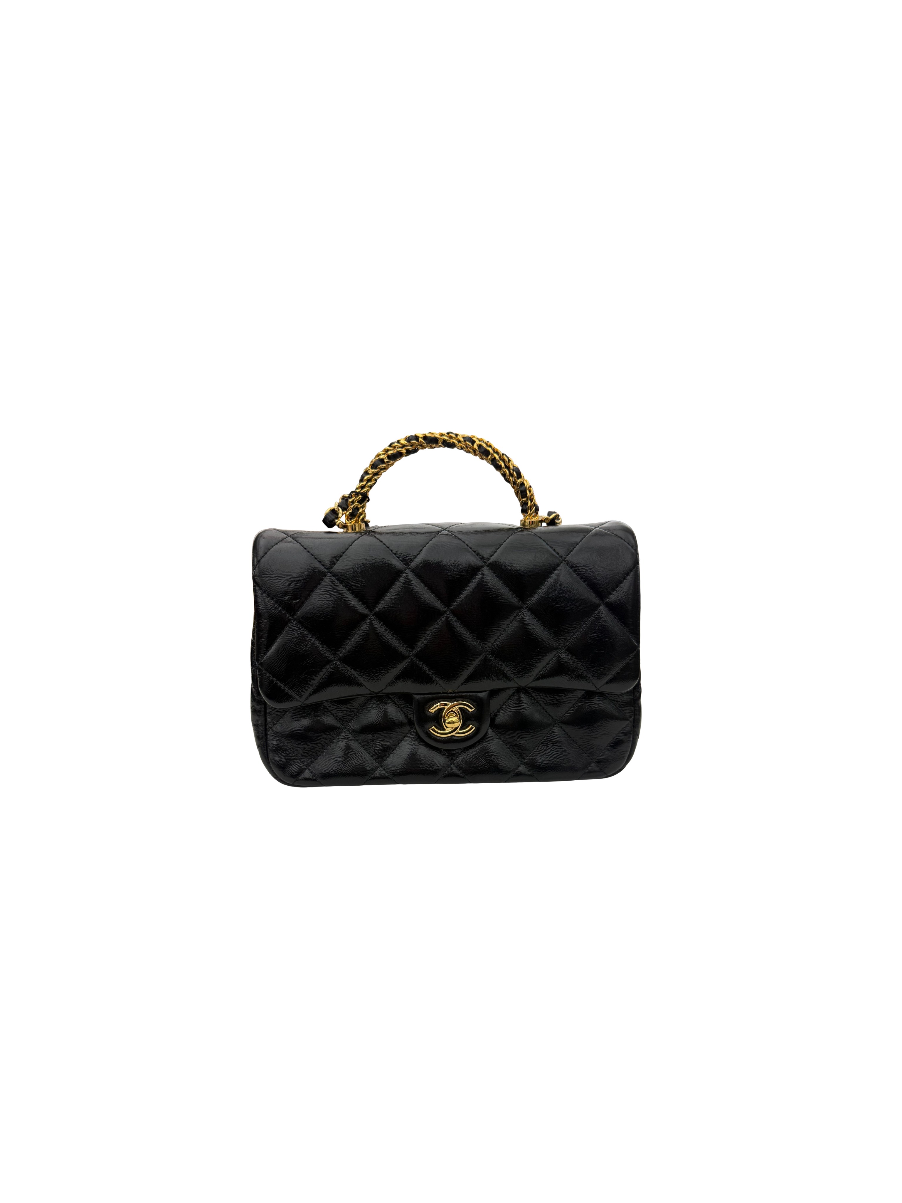 Chanel Quilted Golden Links Top Handle Flap Bag