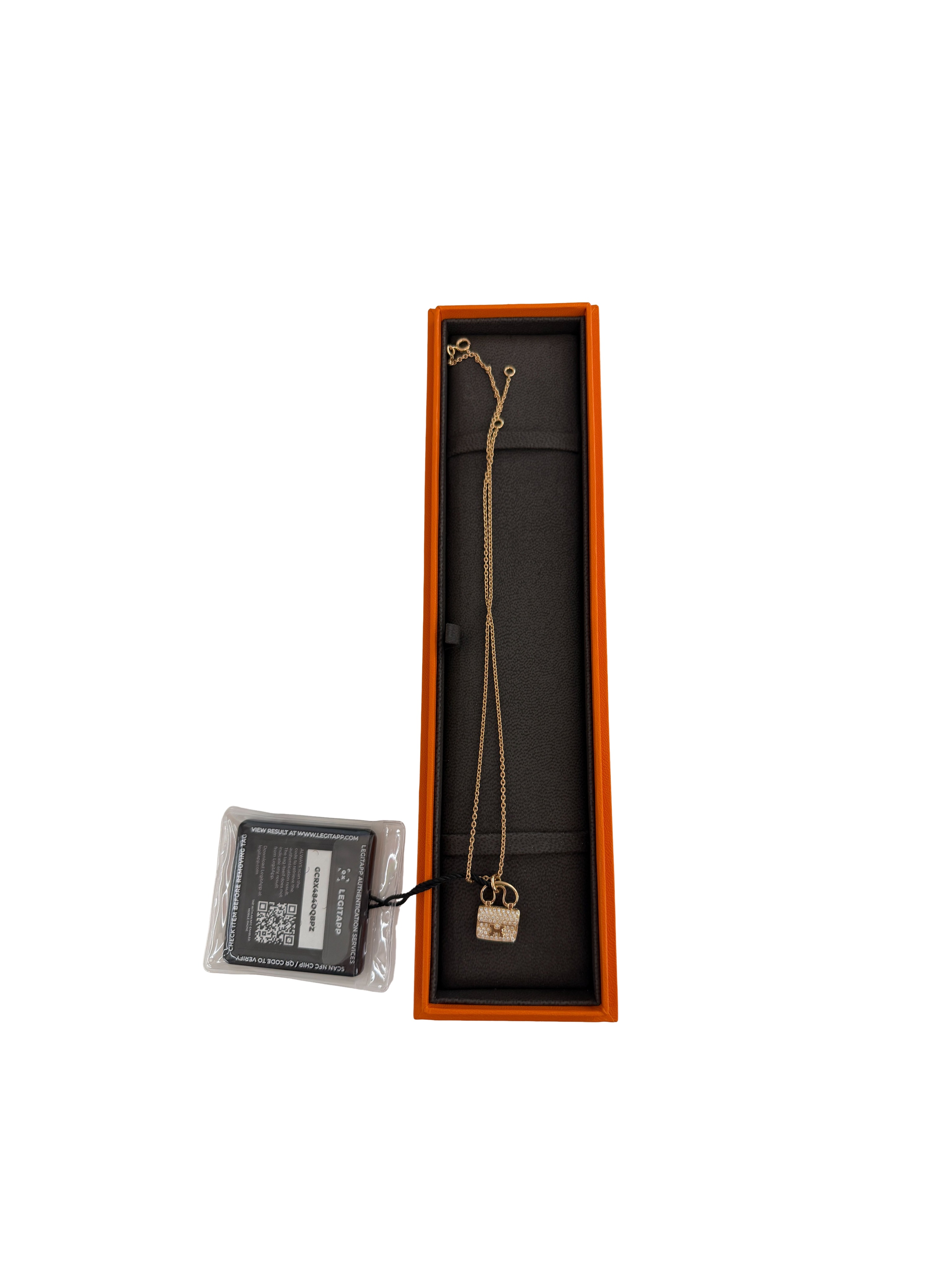 Hermès 18K Rose Gold Diamond Constance Amulette Pendant Necklace