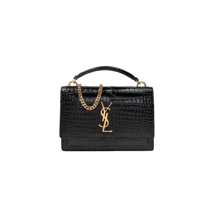 Saint Laurent Saint Laurent Calfskin Crocodile Embossed Monogram Sunset