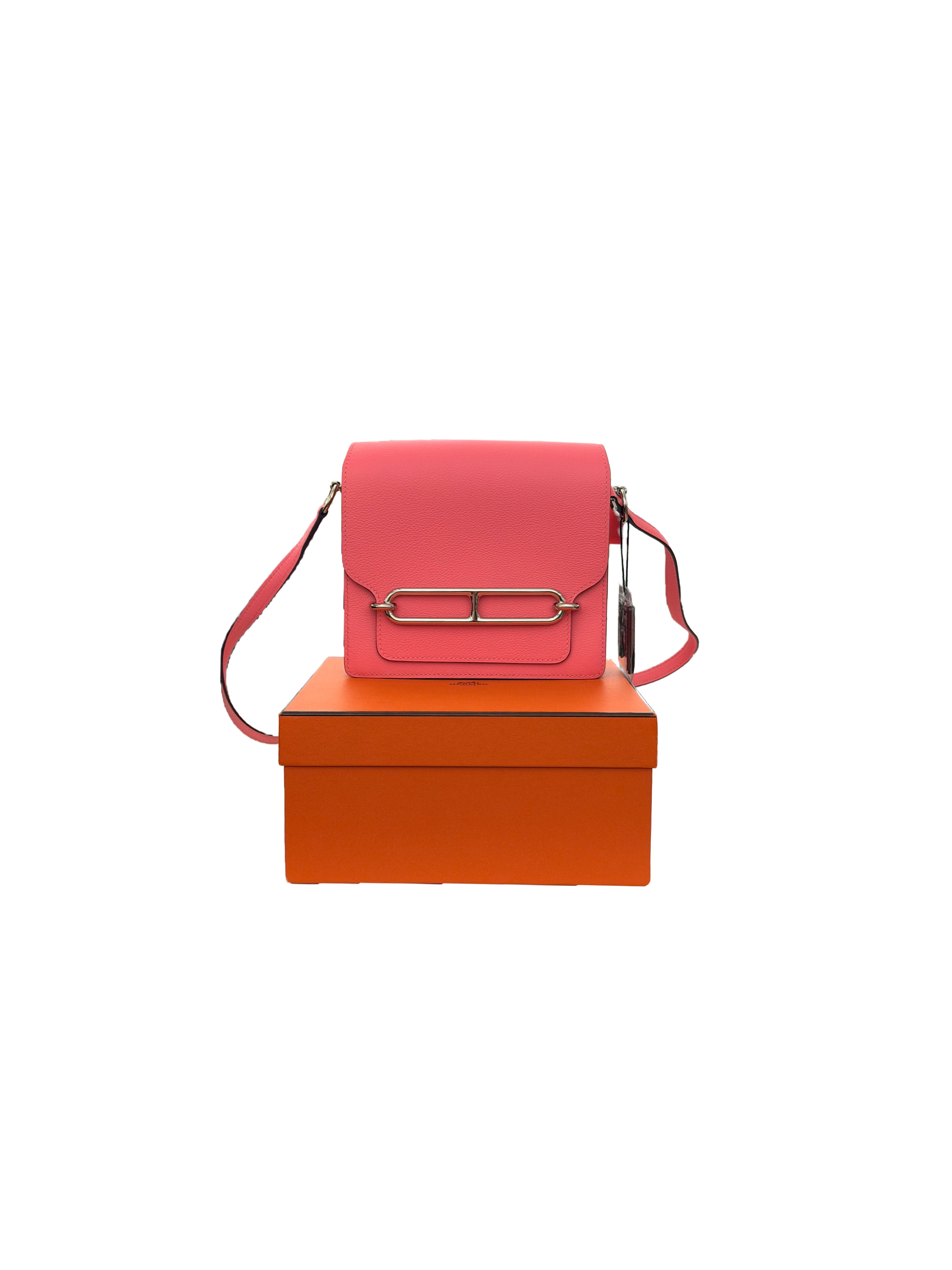 Hermès Rose d'Été Evercolor Mini Roulis 18 Palladium Hardware Y Stamp w/ Receipt