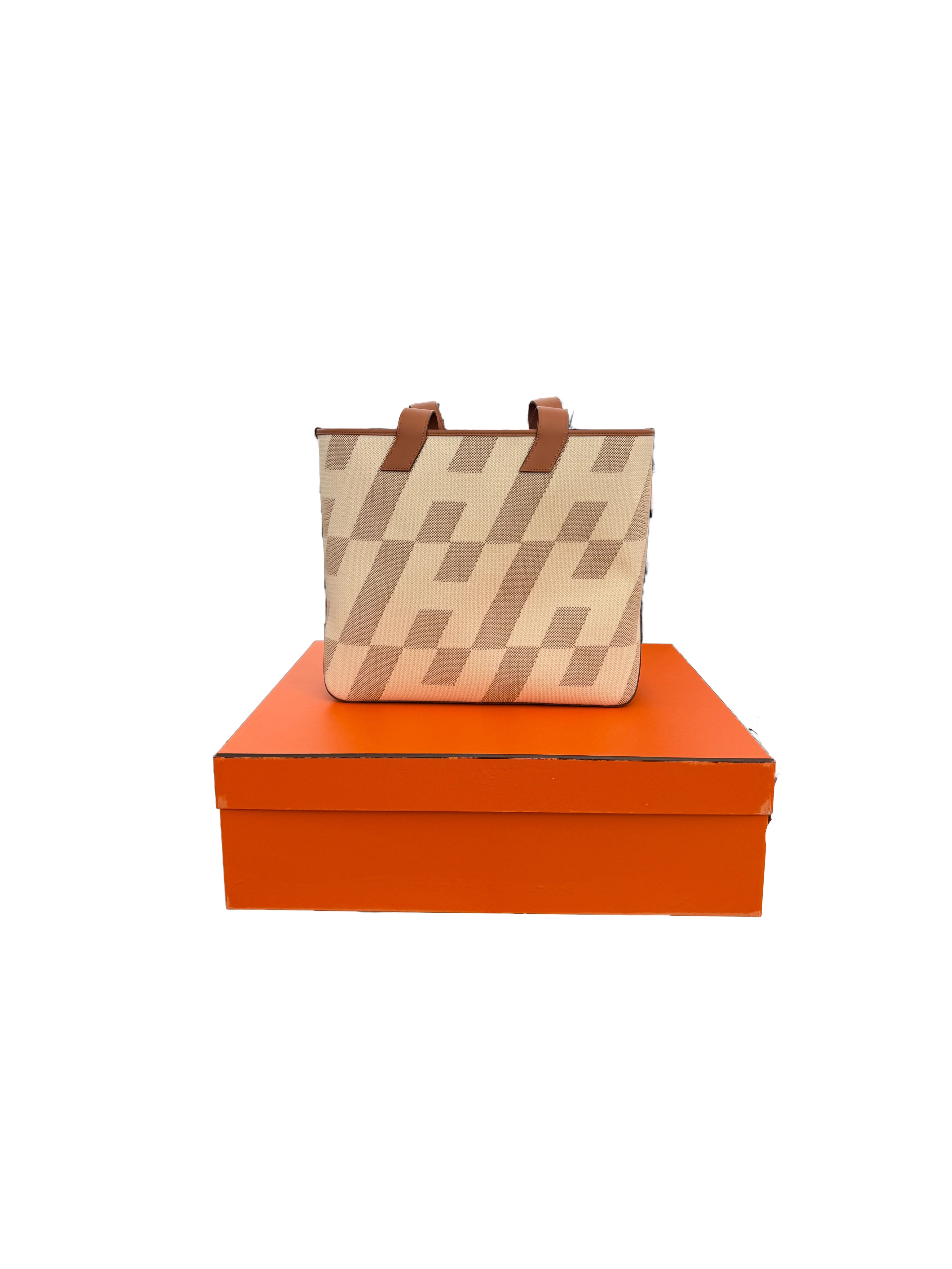 Hermes Swift H Canvas Cabas H En Biais 40 Ecru Naturel Gold w/ Box