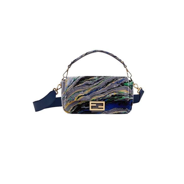 Fendi Marble Velvet Baguette