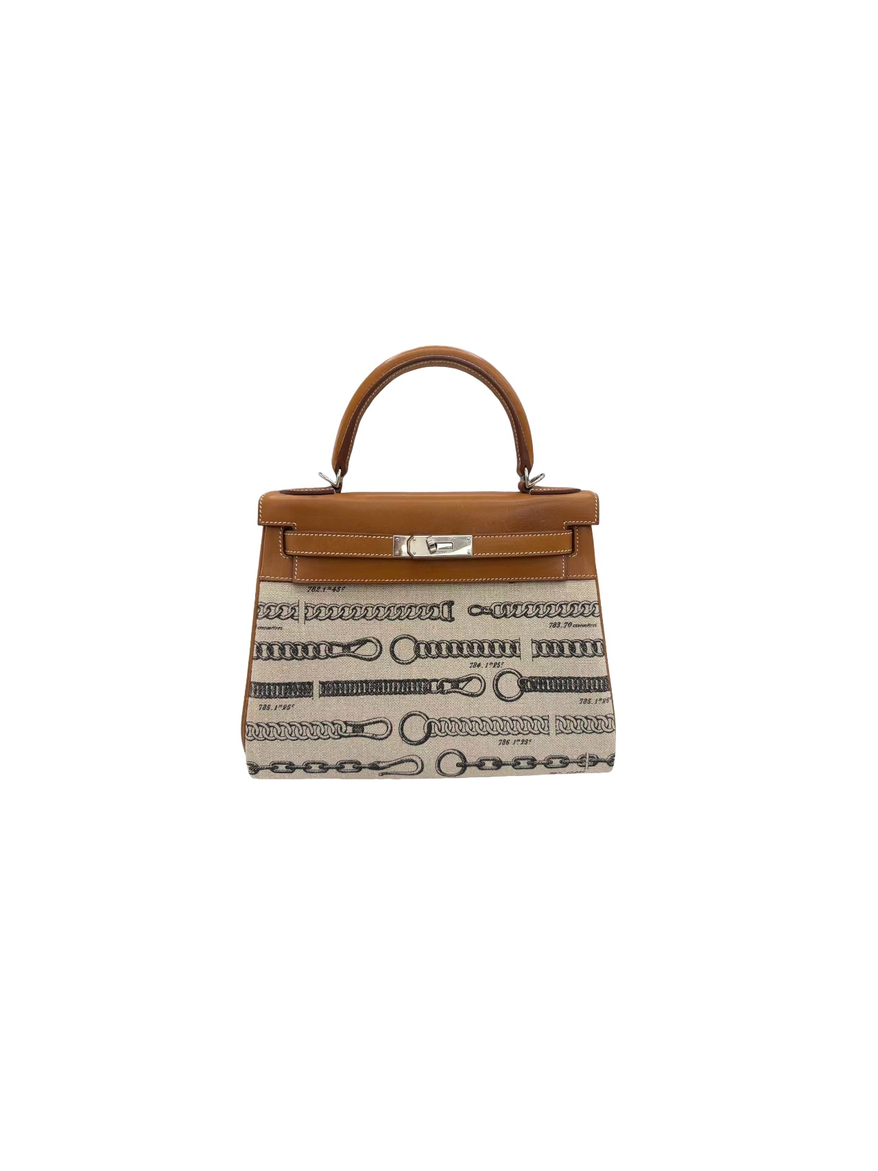 Hermès Limited Edition Kelly 28 Déchaînée in Fauve Barenia leather and Toile de Camp canvas B Stamp