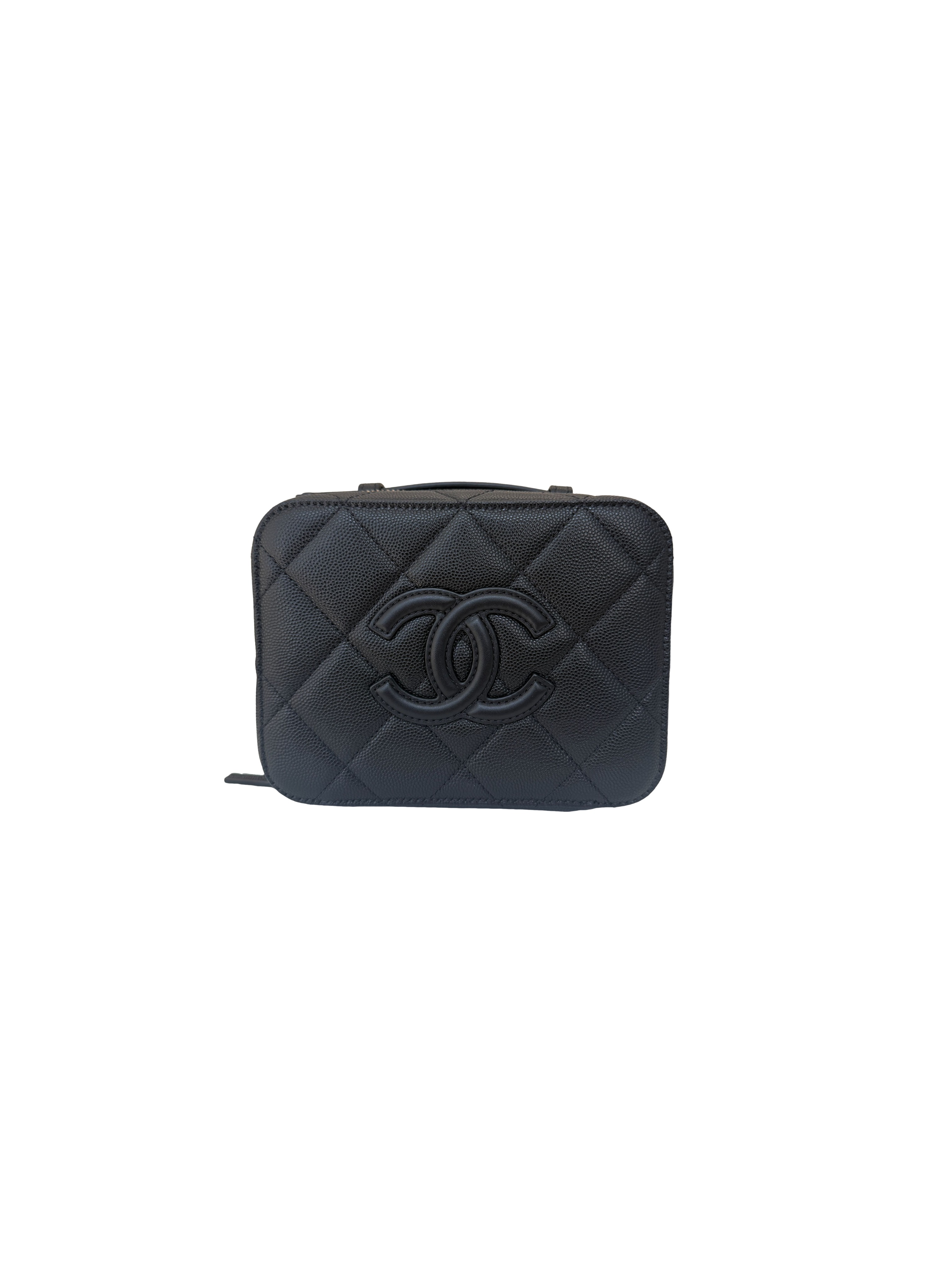 Chanel Black Caviar Quilted CC Top Handle