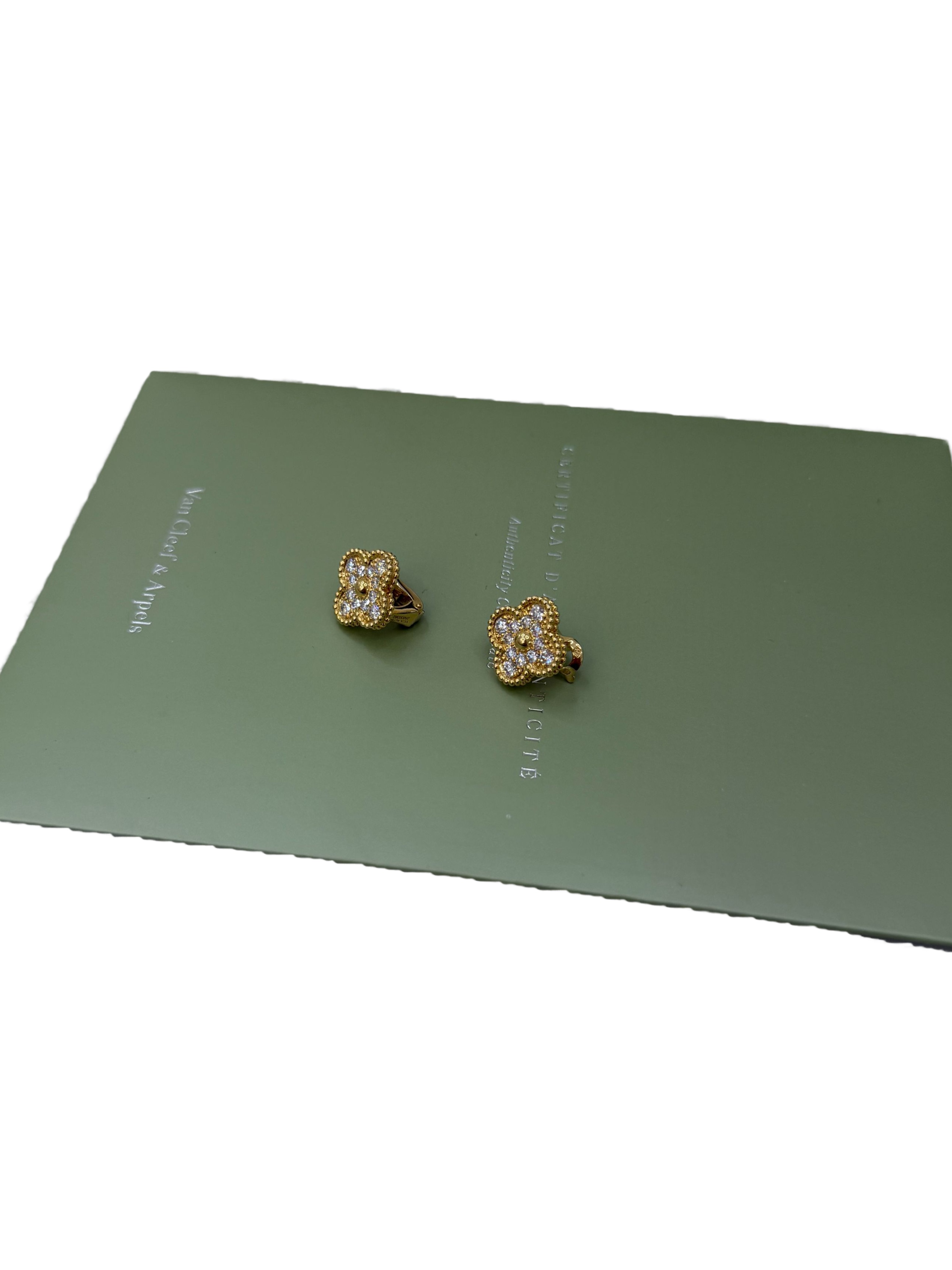 Van Cleef & Arpels Vintage Alhambra Earrings 18K Yellow Gold with Diamonds