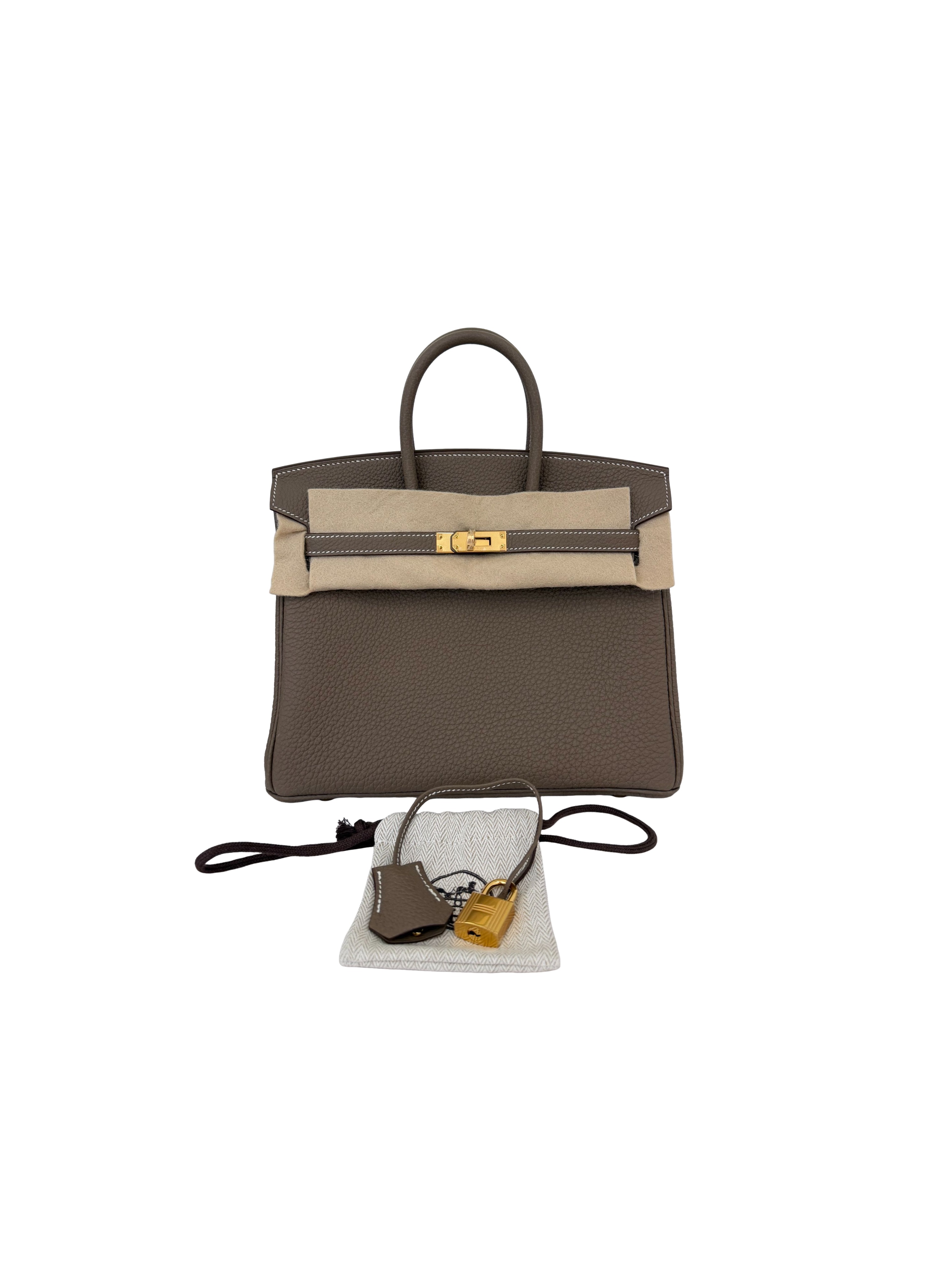 Hermes Birkin 25 Handbag Togo Etoupe K Stamp