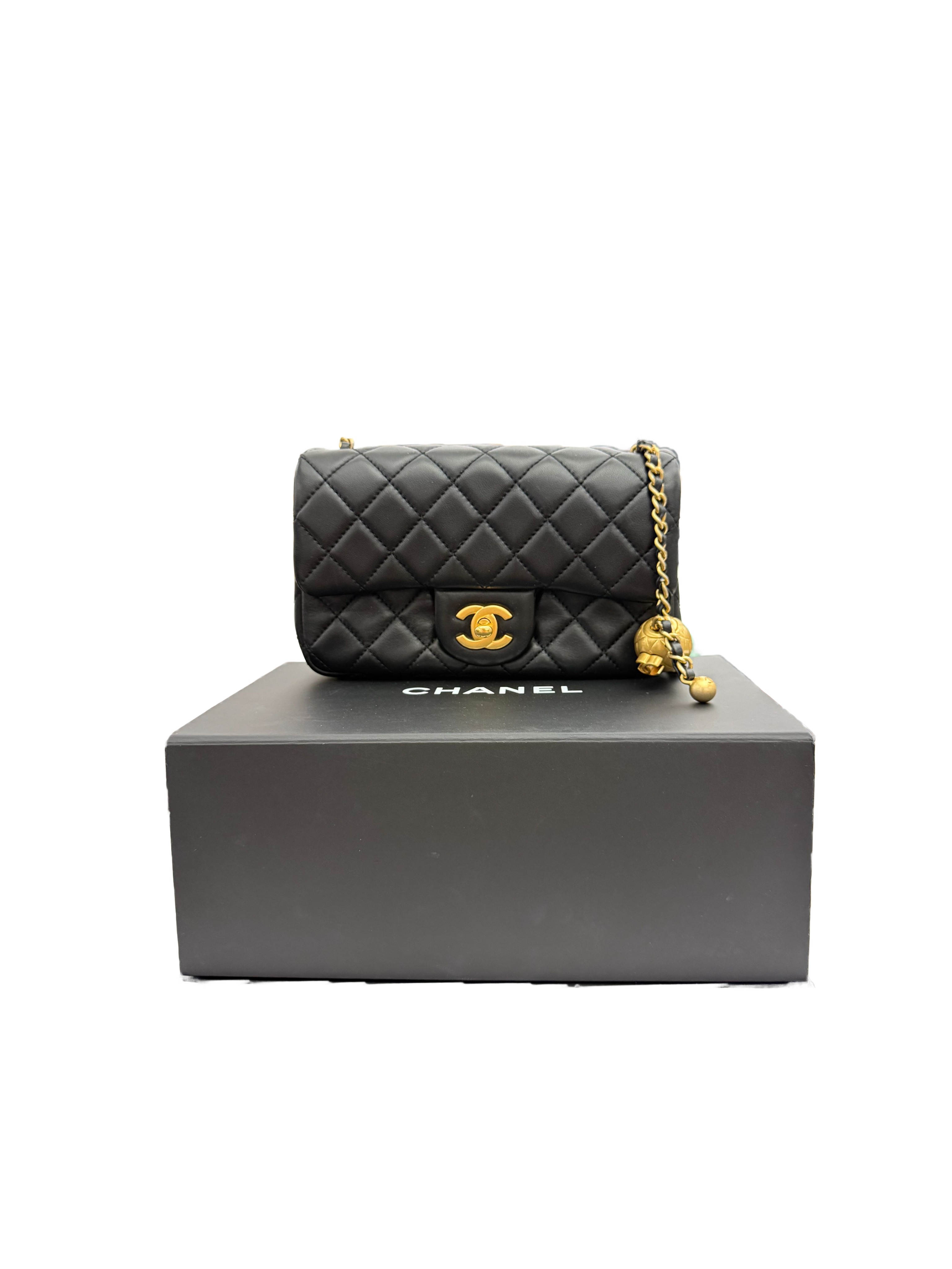 Chanel Black Quilted Lambskin Pearl Crush Mini Flap Bag