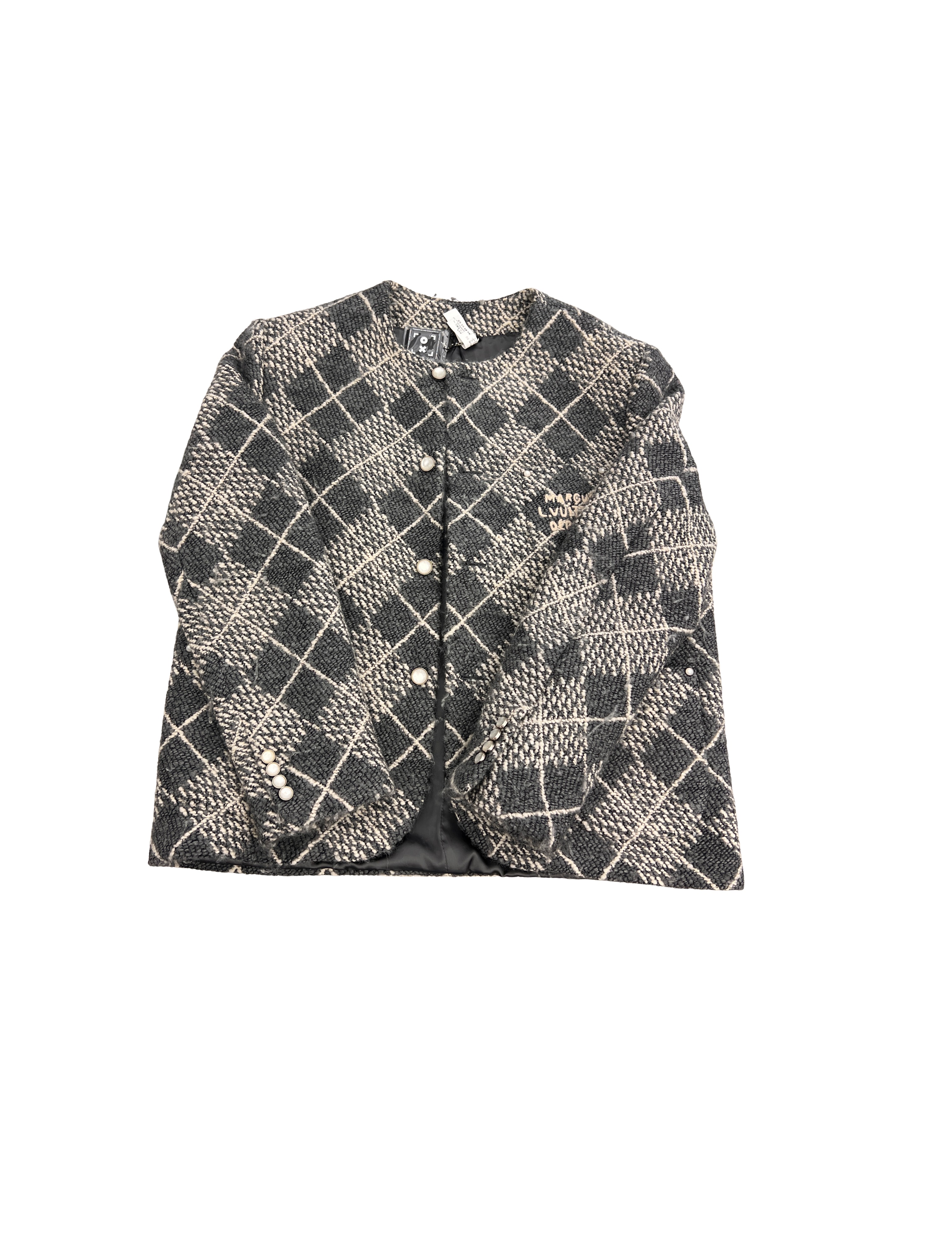 Louis Vuitton Chic Collarless Wool Jacket,Fr size 56