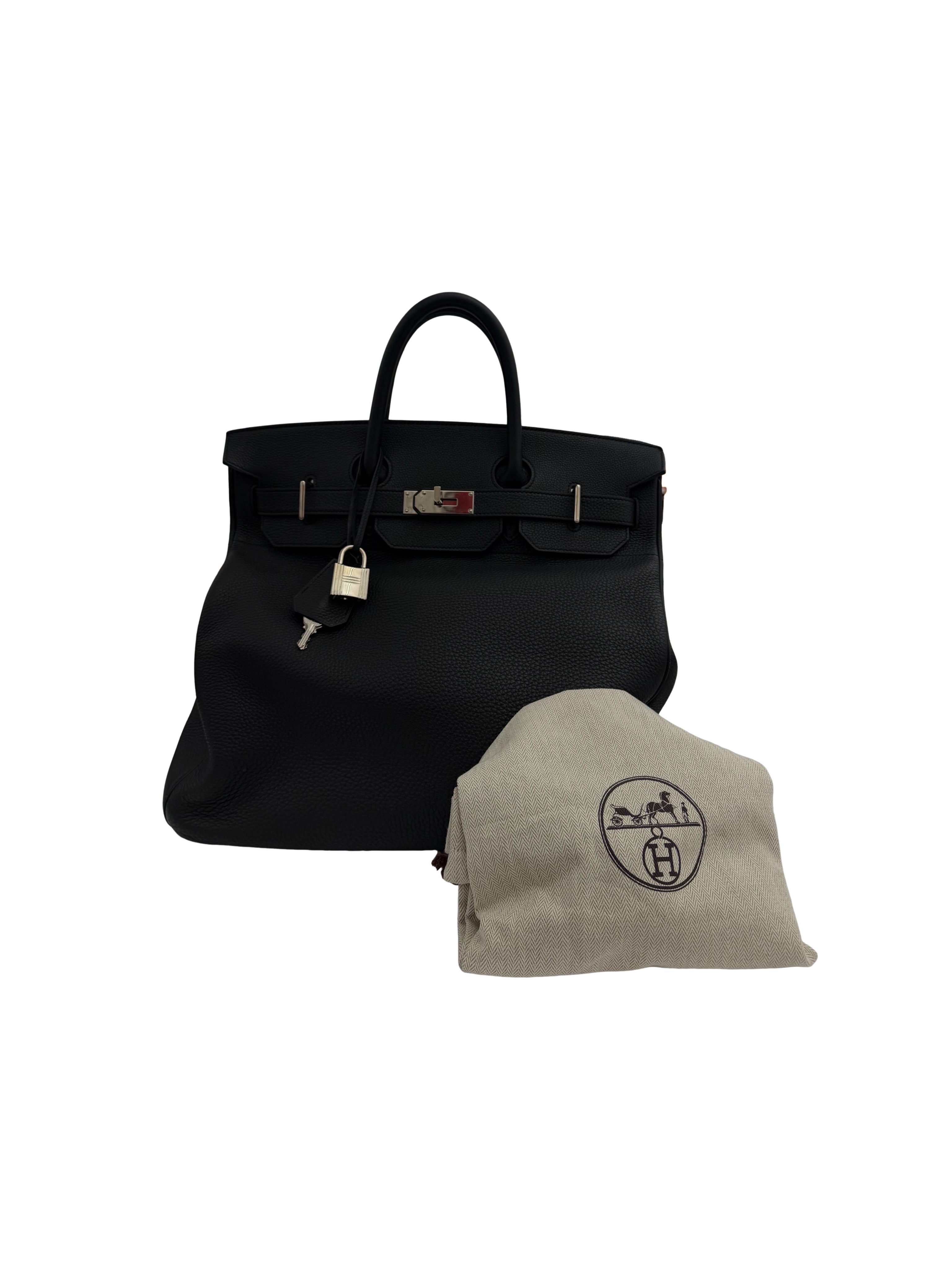 Hermès Togo Leather Haut à Courroies Black 40 D Stamp