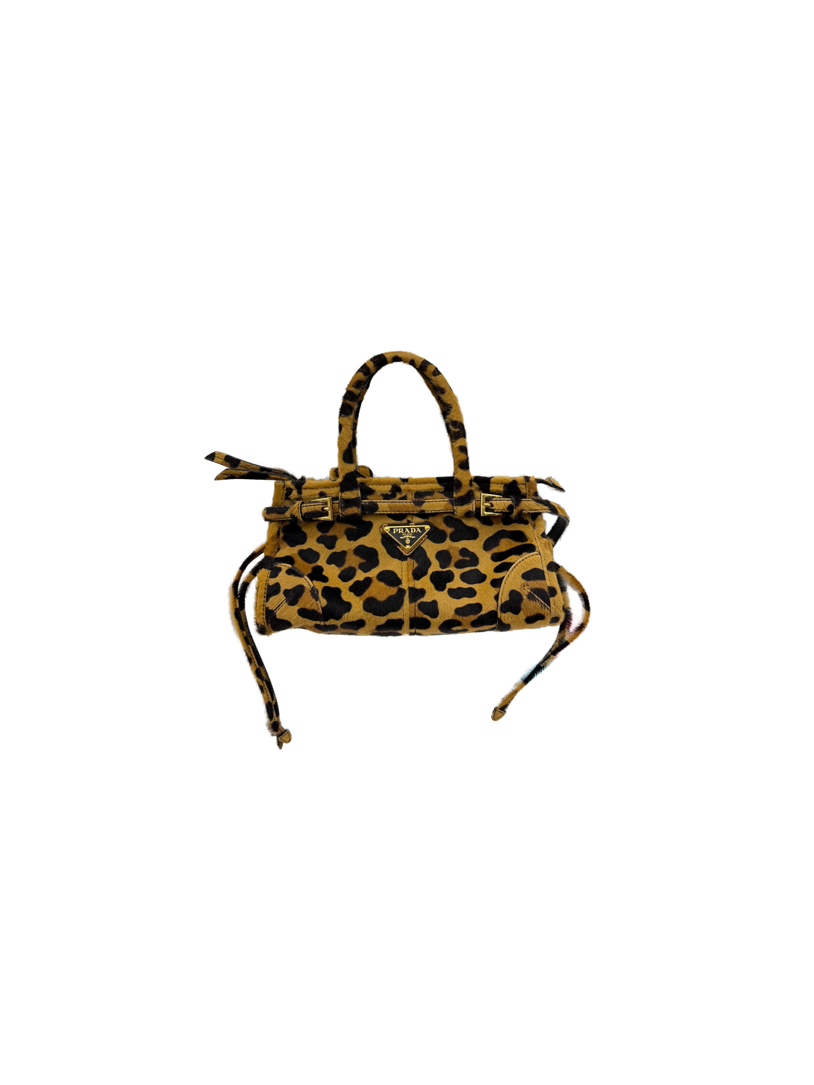 PRADA Bonnie Mini Leopard Print Leather Handbag
