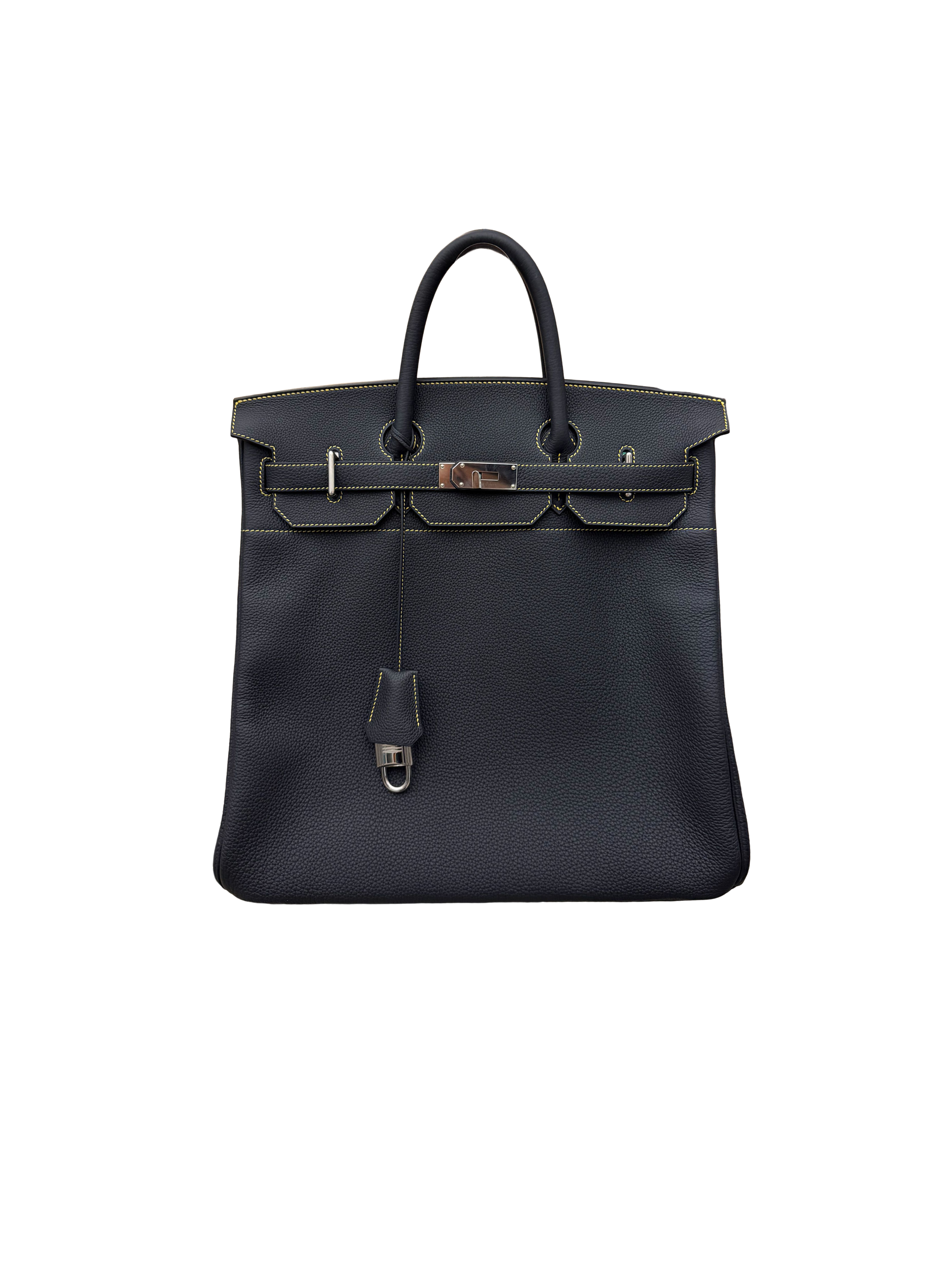 Hermes HAC Birkin 40 Special Order Black Togo with Yellow Thread Palladium Hardware K Stamp (2015)