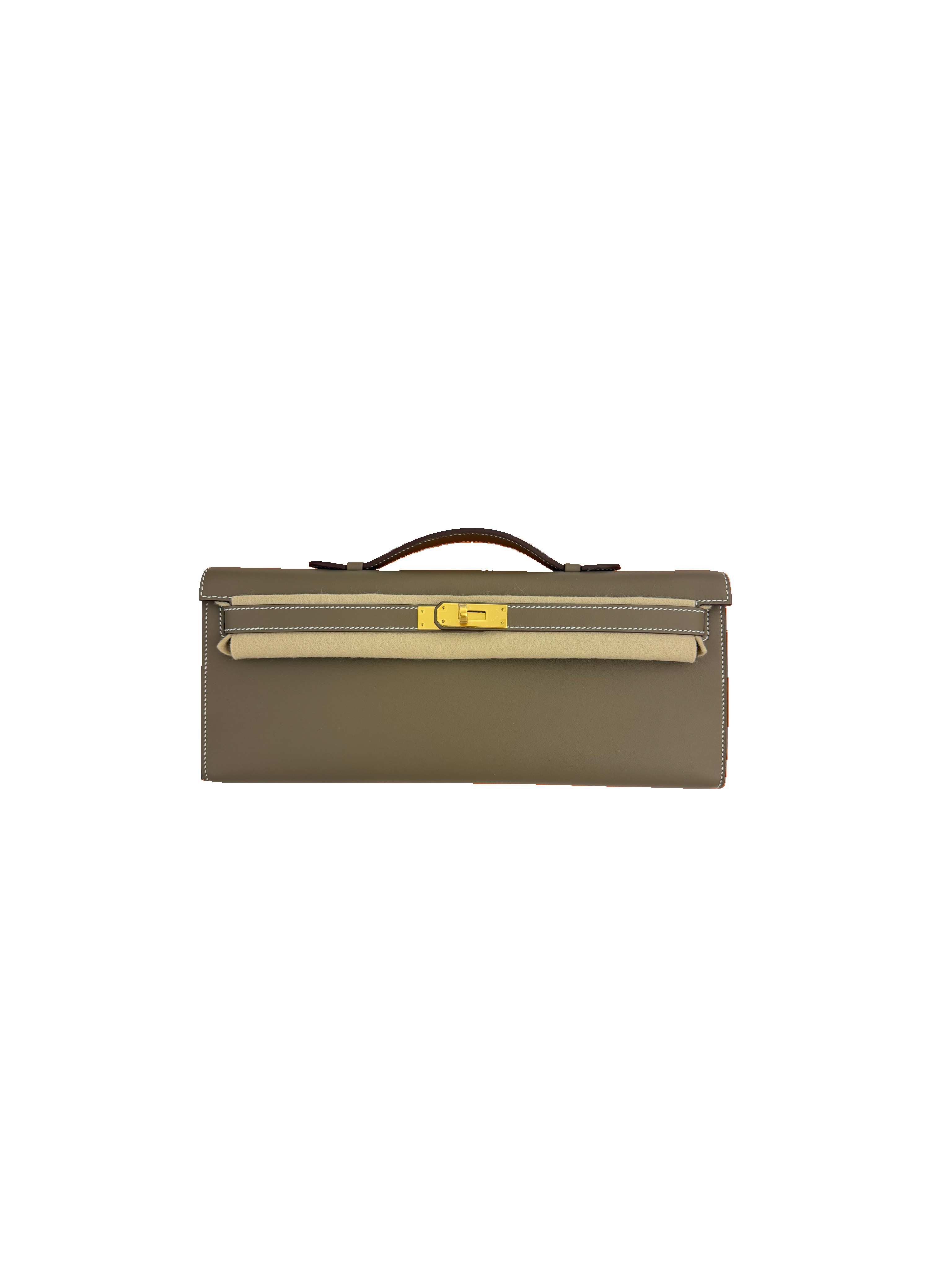 Hermes Kelly Cut Etoupe Swift Leather Gold Hardware Year 2026 G Stamp